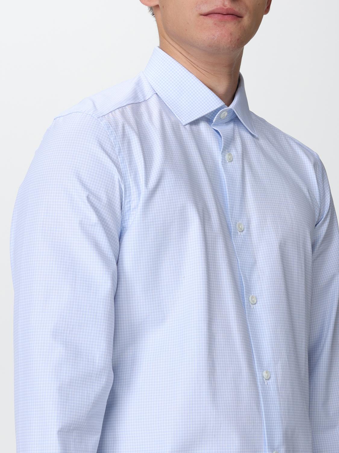 ZEGNA CAMICIA: Camicia Zegna in cotone con motivo a quadri, Azzurro - Img 5
