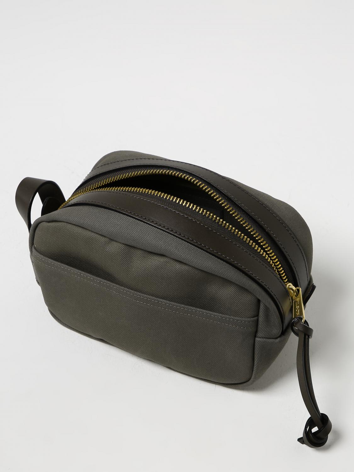FILSON ACCESSORI BEAUTY: Beauty case Filson in canvas e pelle con tasche, Verde - Img 4