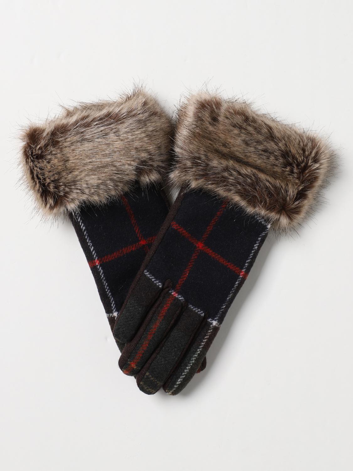 BARBOUR GUANTI: Guanti Barbour in misto lana stampa check, Blue - Img 1