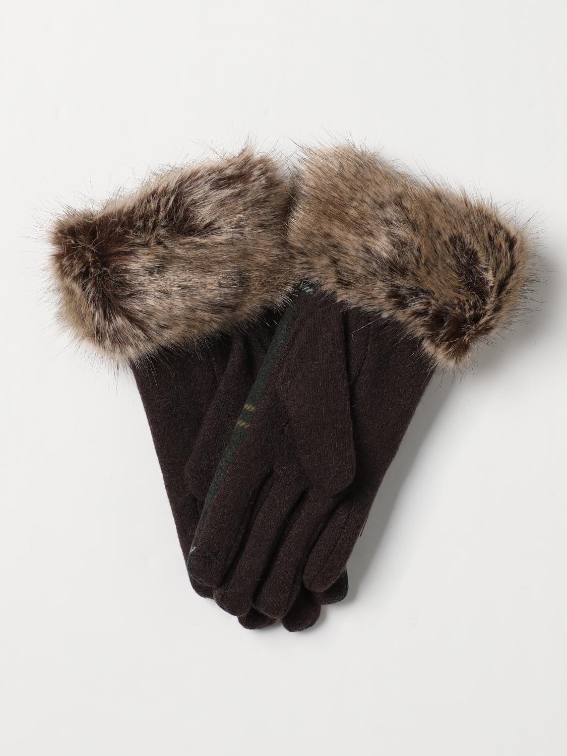 BARBOUR GUANTI: Guanti Barbour in misto lana stampa check, Verde - Img 2