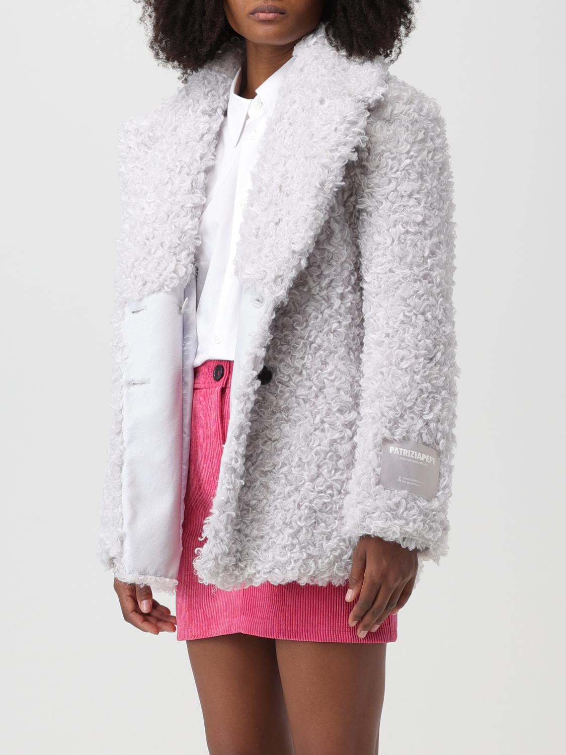 PATRIZIA PEPE CAPPOTTO: Caban Patrizia Pepe in shearling, Ghiaccio - Img 3