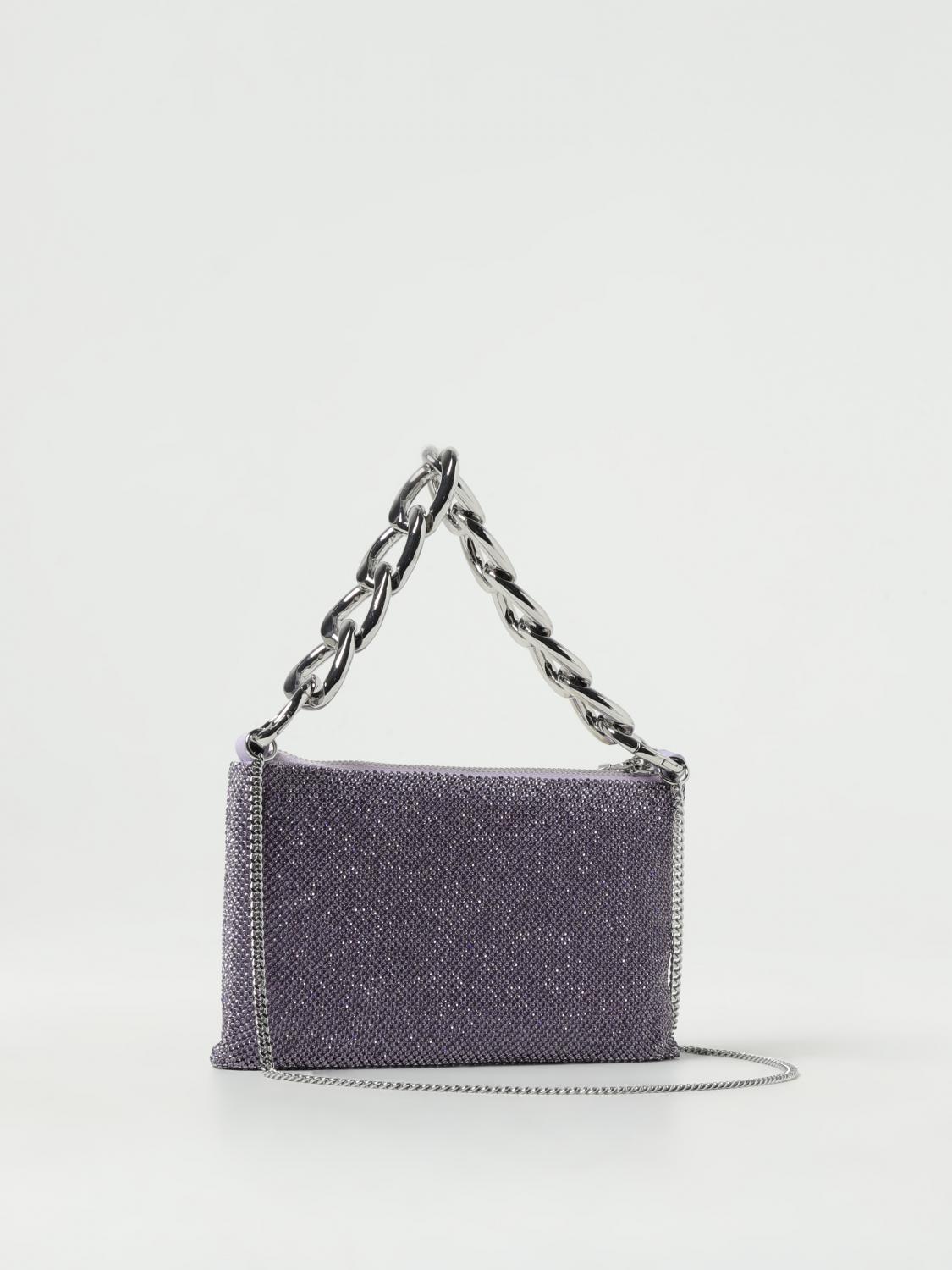 PATRIZIA PEPE BORSA A SPALLA: Borsa Patrizia Pepe con strass all over, Lilla - Img 2