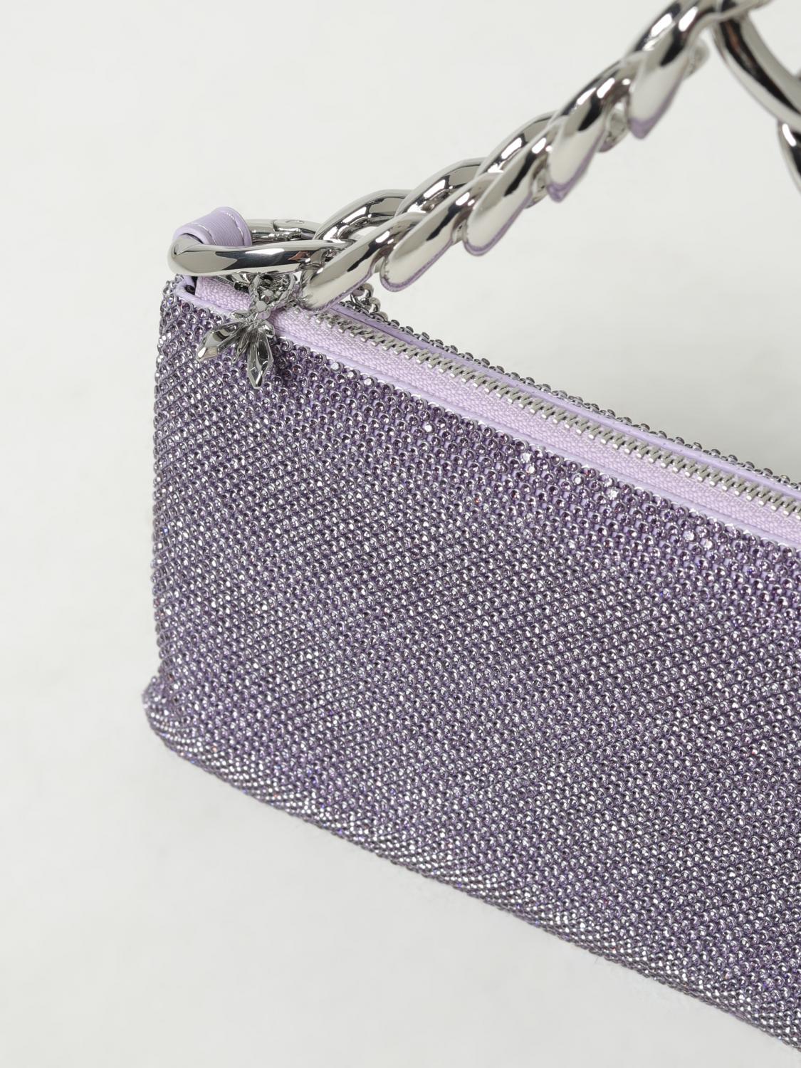PATRIZIA PEPE BORSA A SPALLA: Borsa Patrizia Pepe con strass all over, Lilla - Img 3