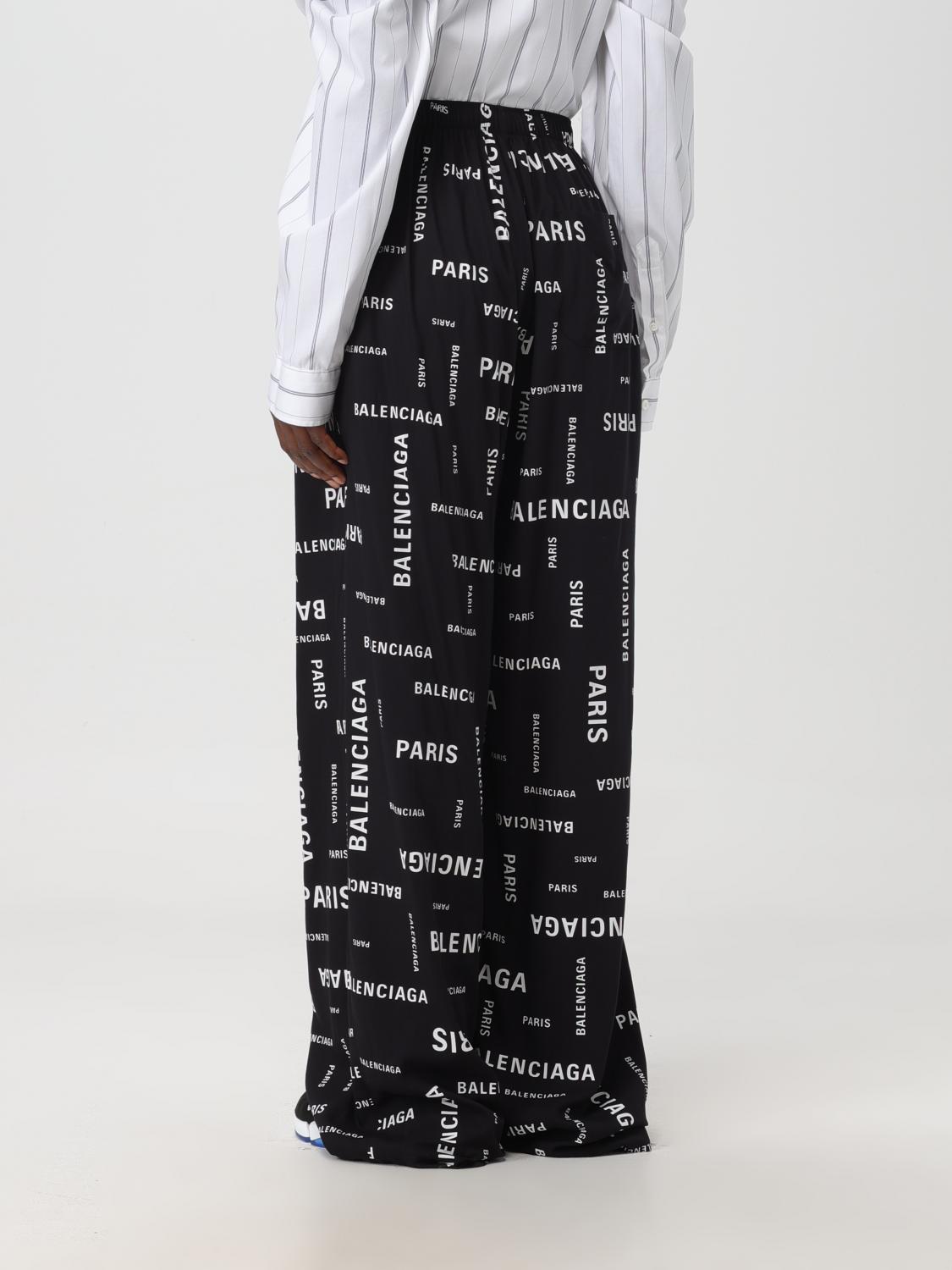 BALENCIAGA PANTALONI: Pantalone Balenciaga in viscosa con lettering logo all over, Nero - Img 3