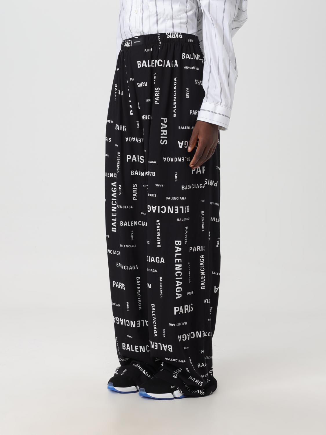 BALENCIAGA PANTALONI: Pantalone Balenciaga in viscosa con lettering logo all over, Nero - Img 4