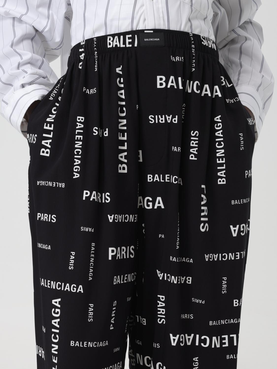 BALENCIAGA PANTALONI: Pantalone Balenciaga in viscosa con lettering logo all over, Nero - Img 5
