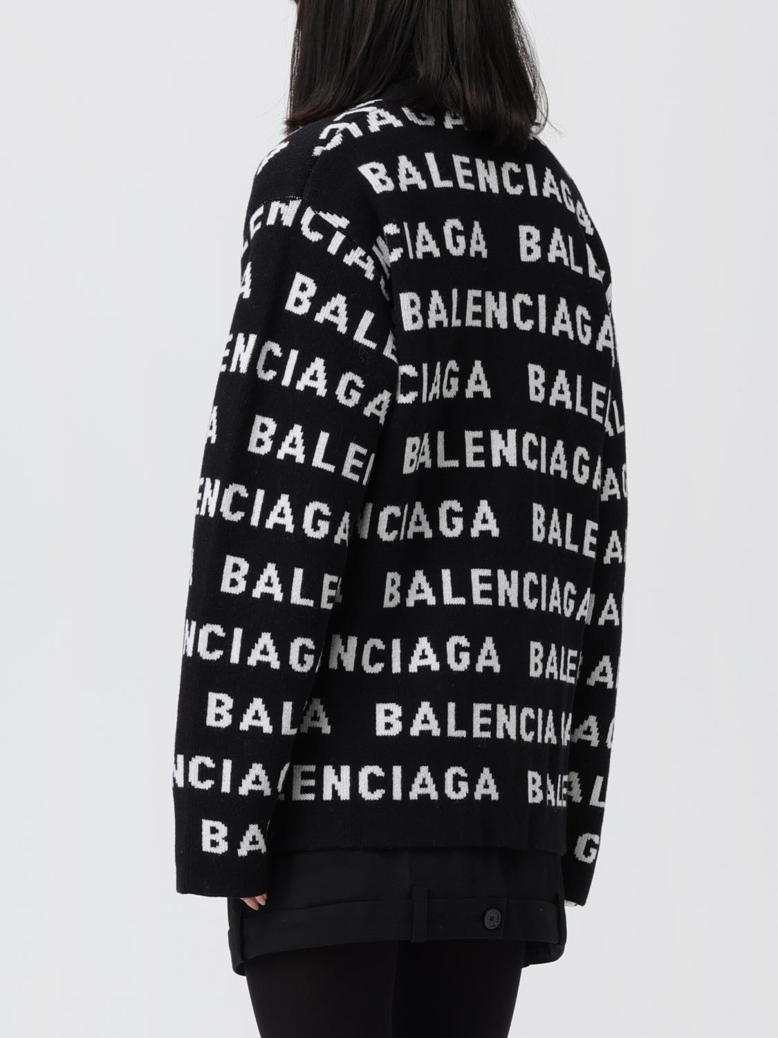 Balenciaga cardigan in wool blend with all-over logo - Black