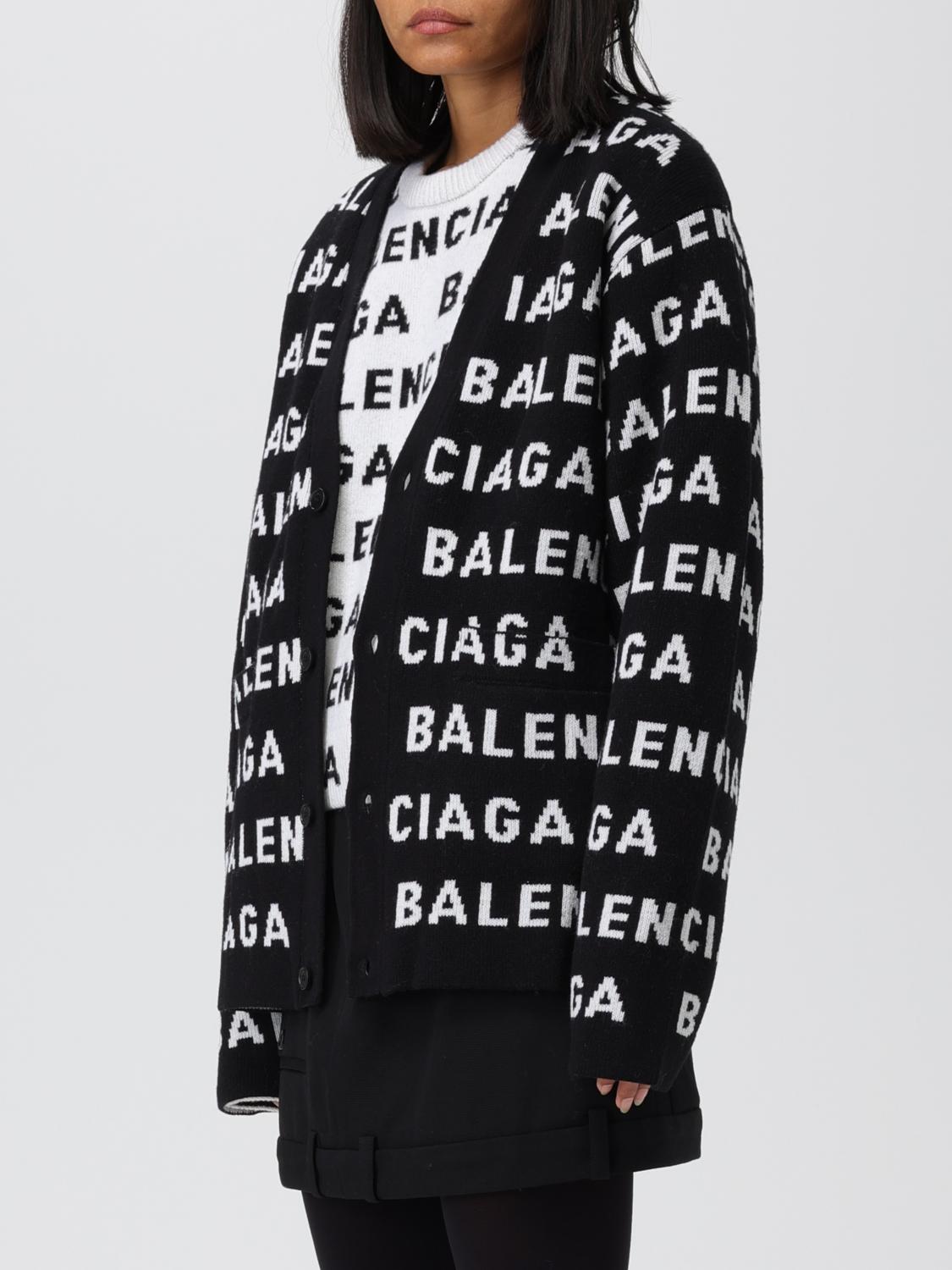 Balenciaga cardigan in wool blend with all-over logo - Black
