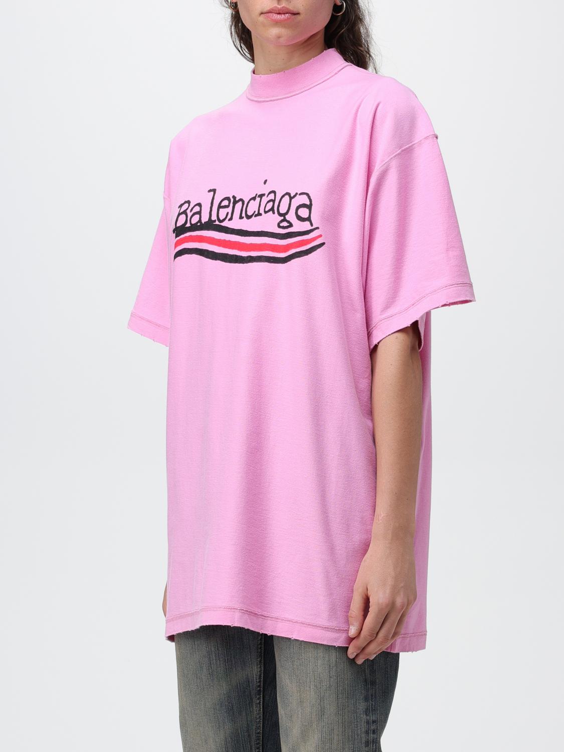 Balenciaga cotton T-shirt with printed logo - Pink | 720198TNVE7
