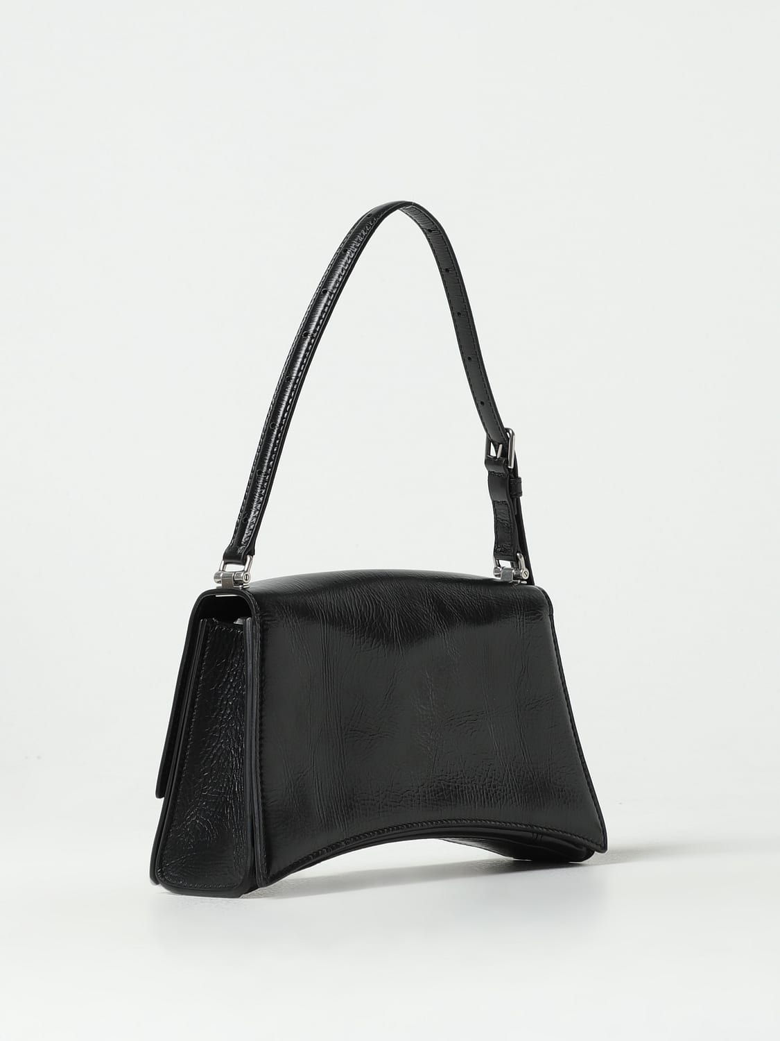 BALENCIAGA BORSA A SPALLA: Borsa Crush Balenciaga in pelle increspata, Nero - Img 3