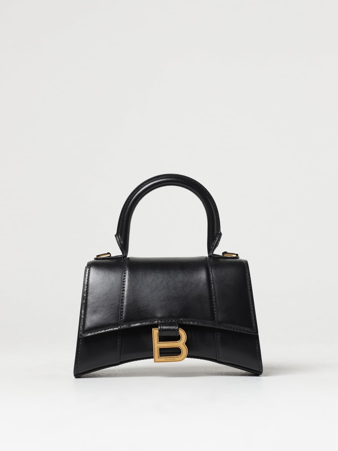 BALENCIAGA MINI BAG: Balenciaga Hourglass XS bag in leather, Black - Img 1