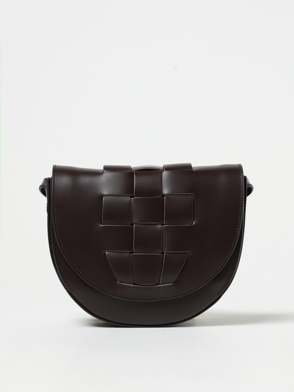 HEREU BORSA MINI: Borsa Lluna Hereu in pelle intrecciata, Marrone - Img 1