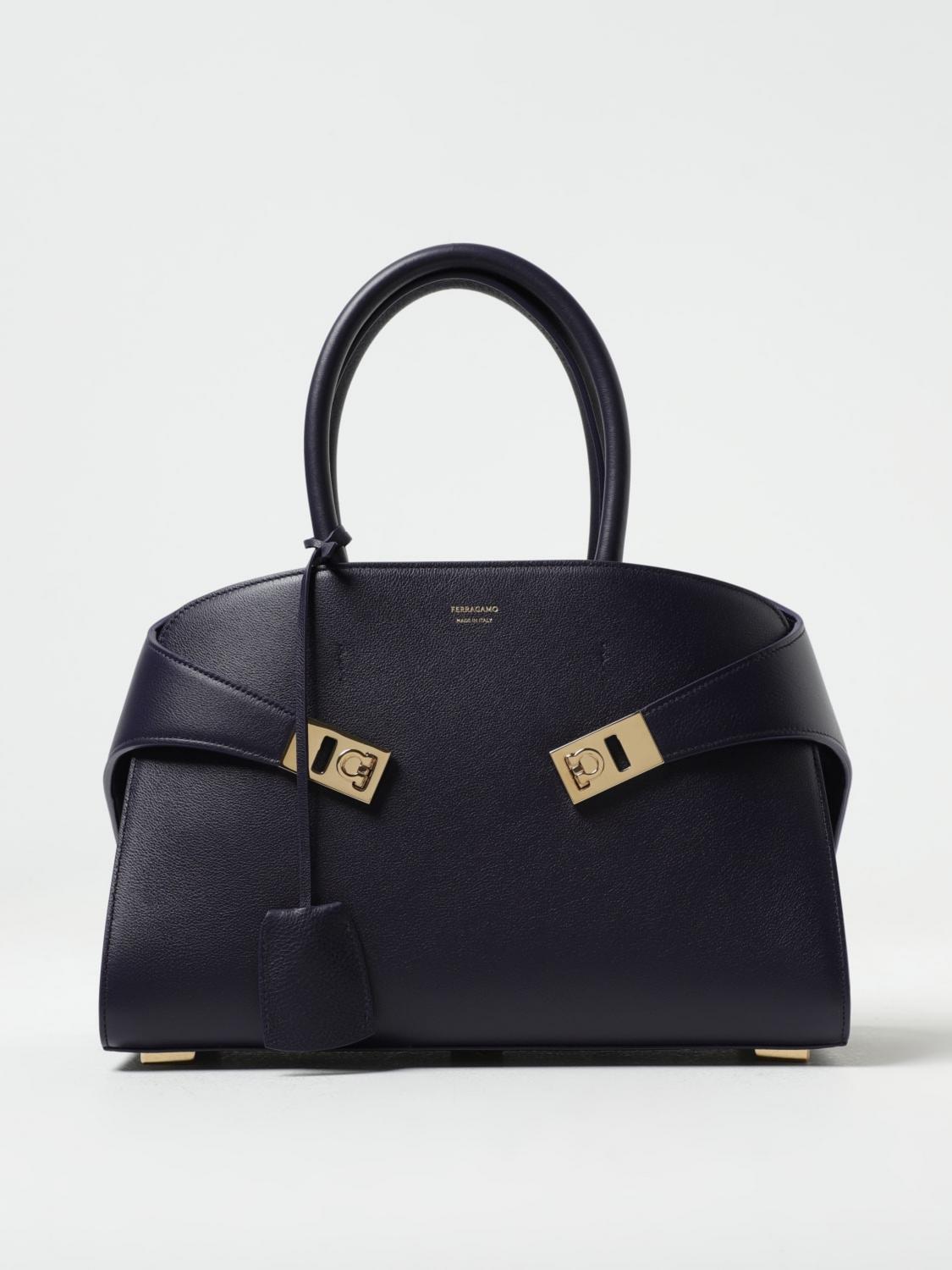 FERRAGAMO カバン Ferragamo Hug bag in natural micro grain leather - Blue | 215608