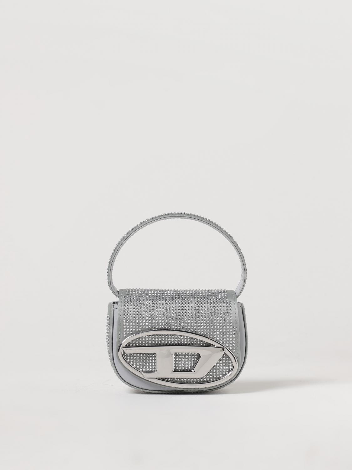 Diesel 1DR bag in nylon satin with all-over rhinestones - Silver
