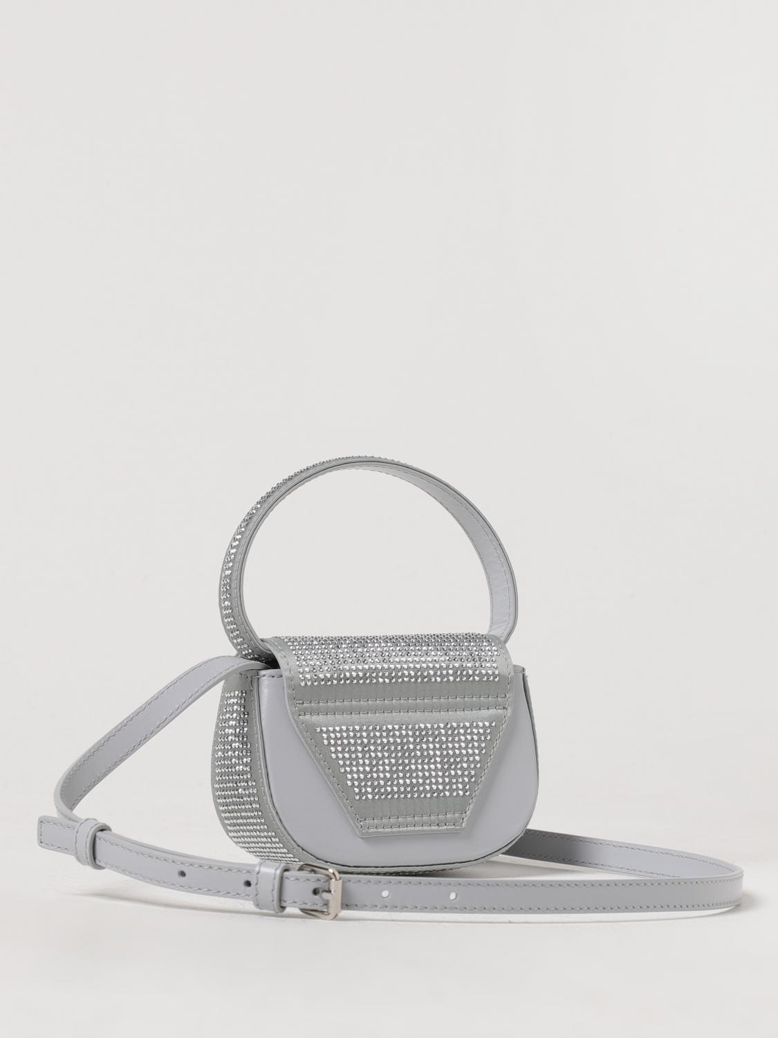 Diesel 1DR bag in nylon satin with all-over rhinestones - Silver