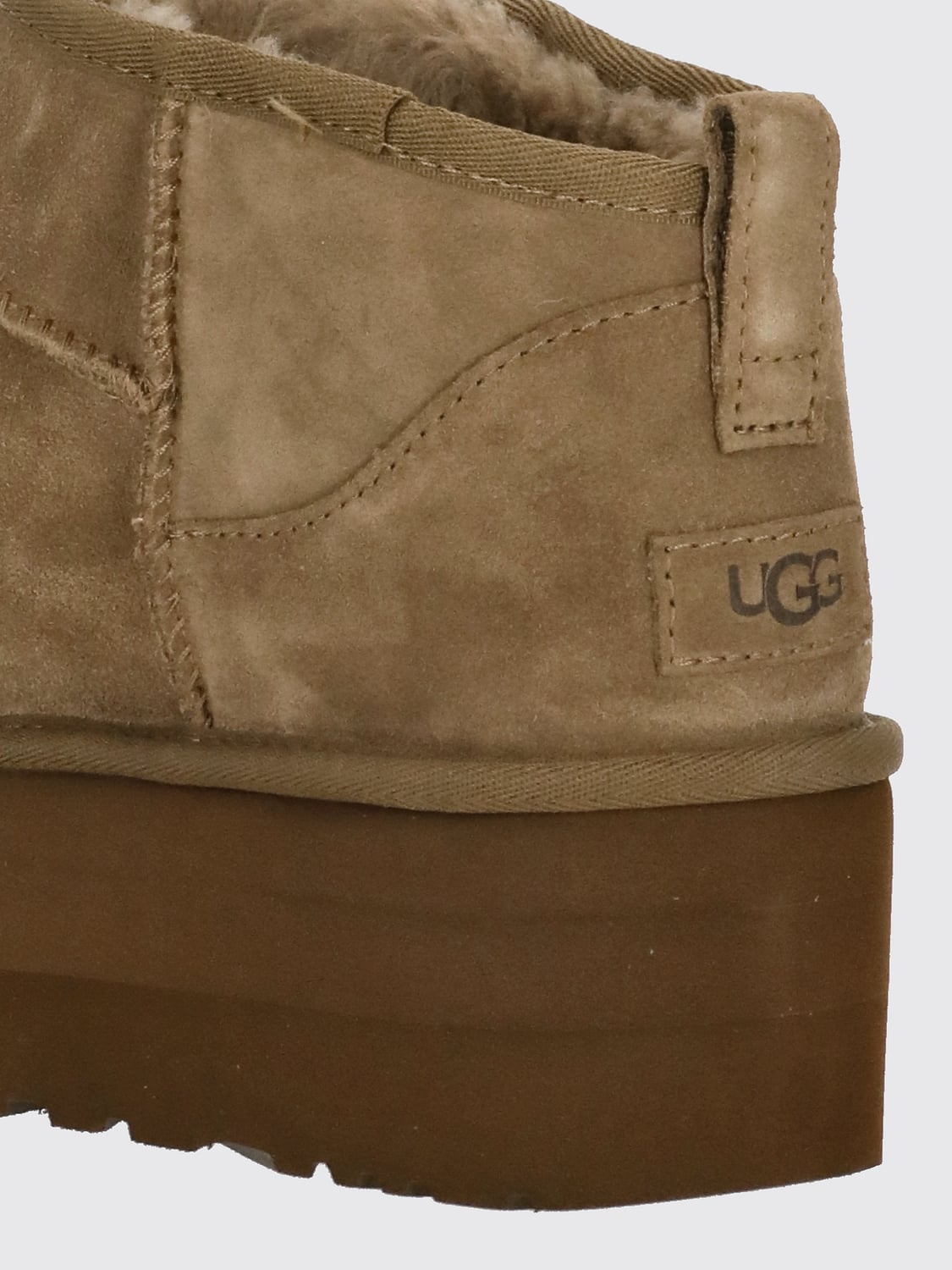 UGG BOTTES: Bottines Classic Ultra Mini Platform UGG en daim, Café - Img 4