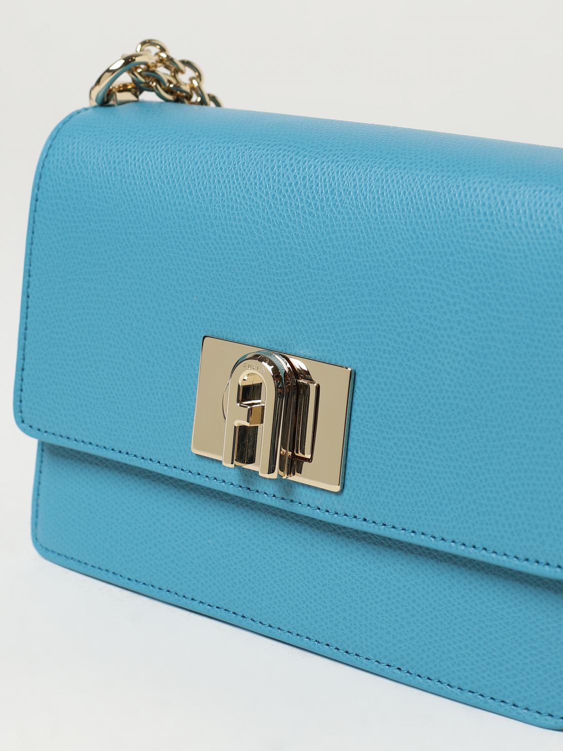 FURLA BORSA MINI: Borsa 1927 Furla in pelle a micro grana, Azzurro - Img 3