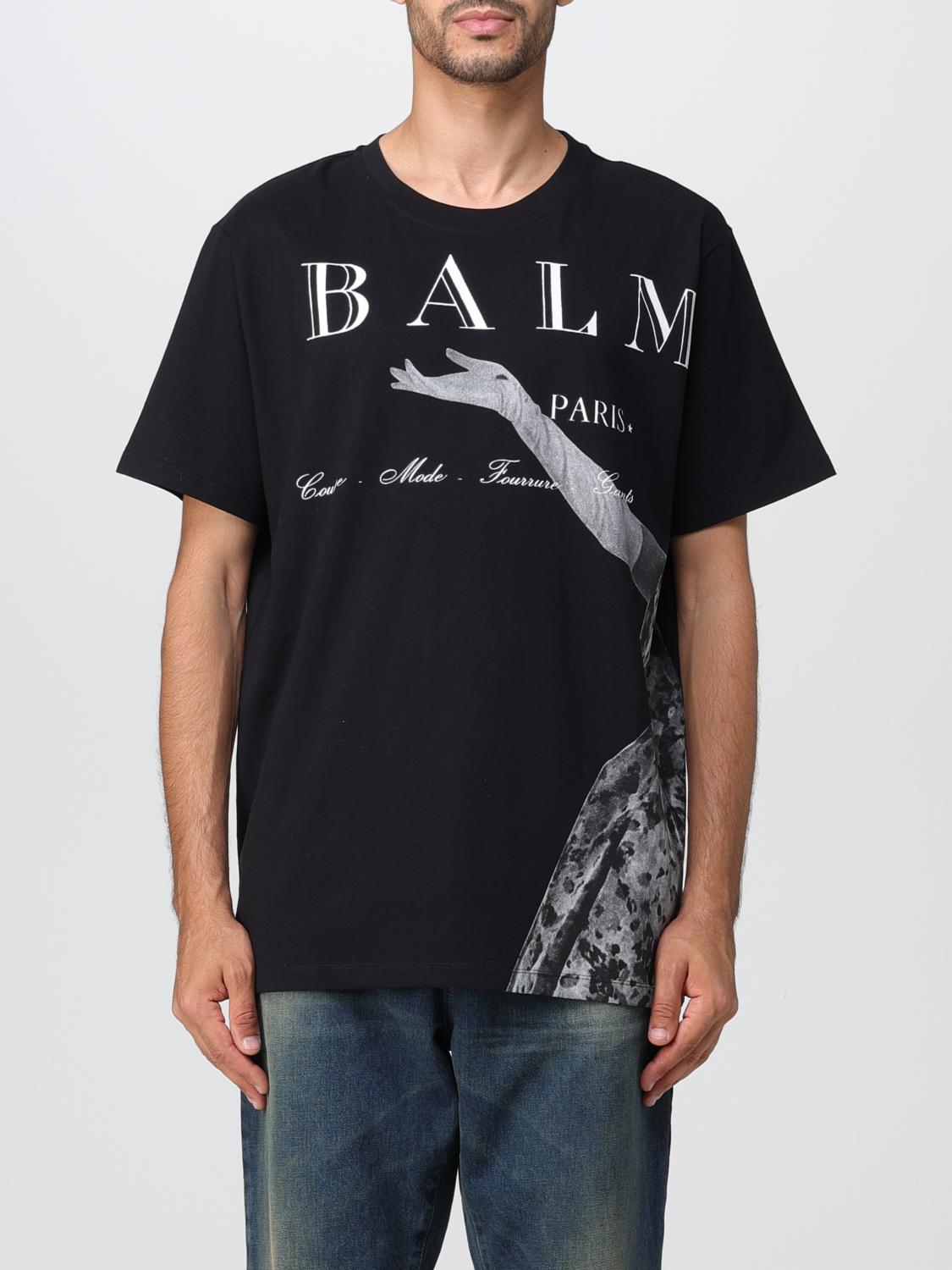 Tシャツ・カットソー BALMAIN Men T-shirt Black EH1EG010BB17 EAB BALMAIN: T-shirt basic con mini logo - Nero | T-Shirt