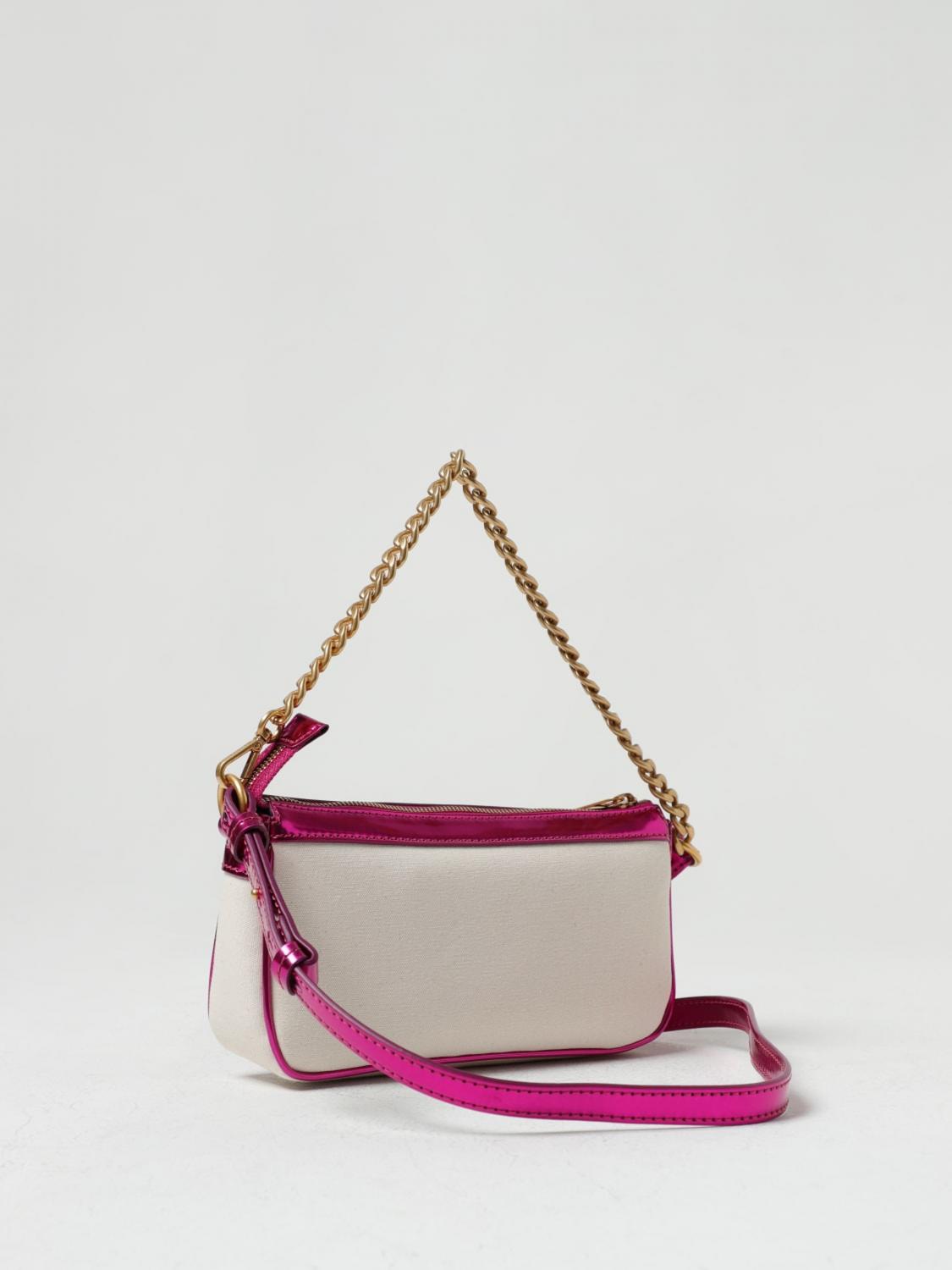 BALMAIN BORSA A SPALLA: Pochette B-Army Balmain in canvas e pelle laminata, Panna - Img 3
