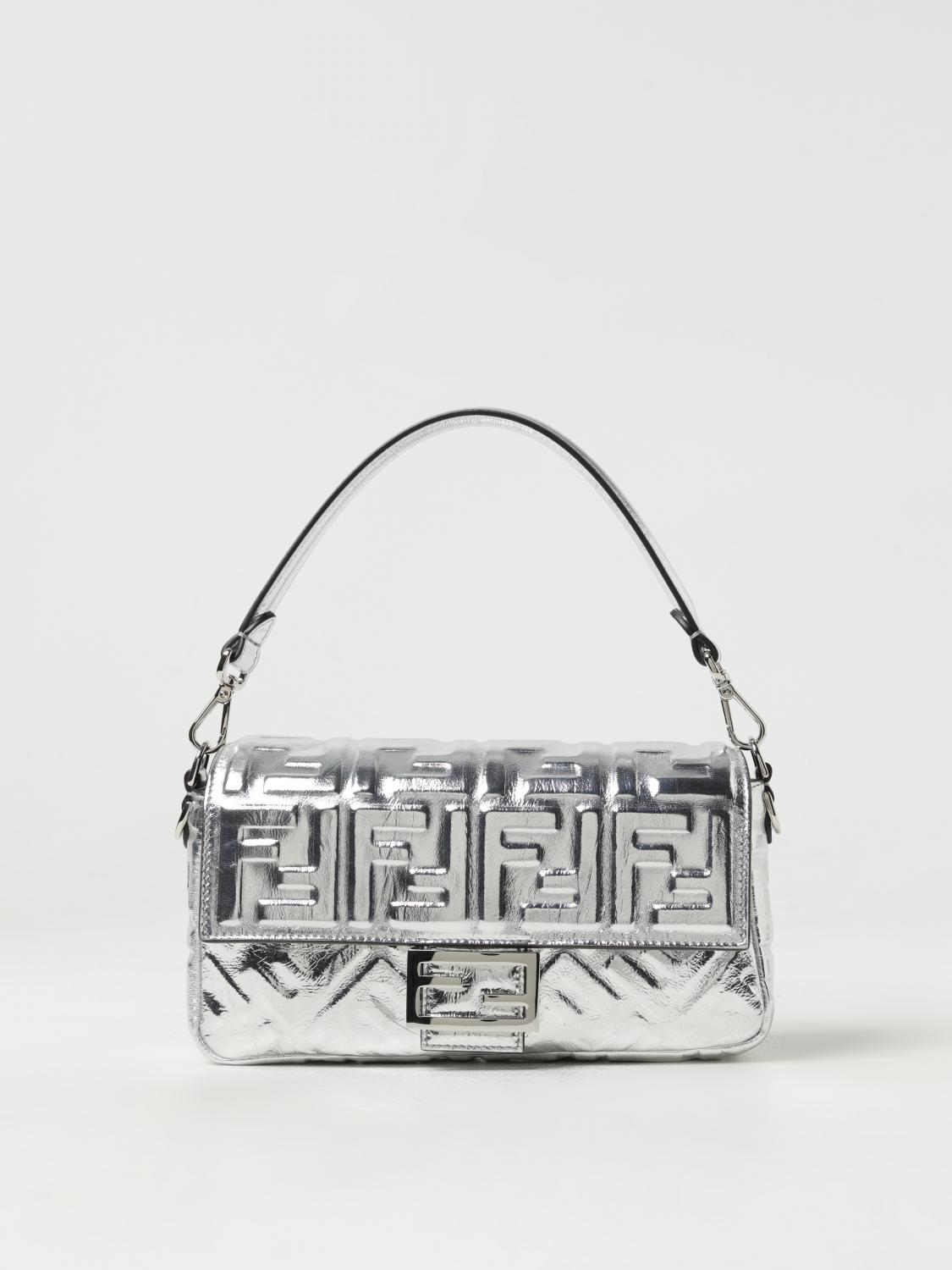FENDI メッシュデザイン シルバーショルダーバッグ Fendi ショルダーバッグ レディース - シルバー | 8BR600 ALVL