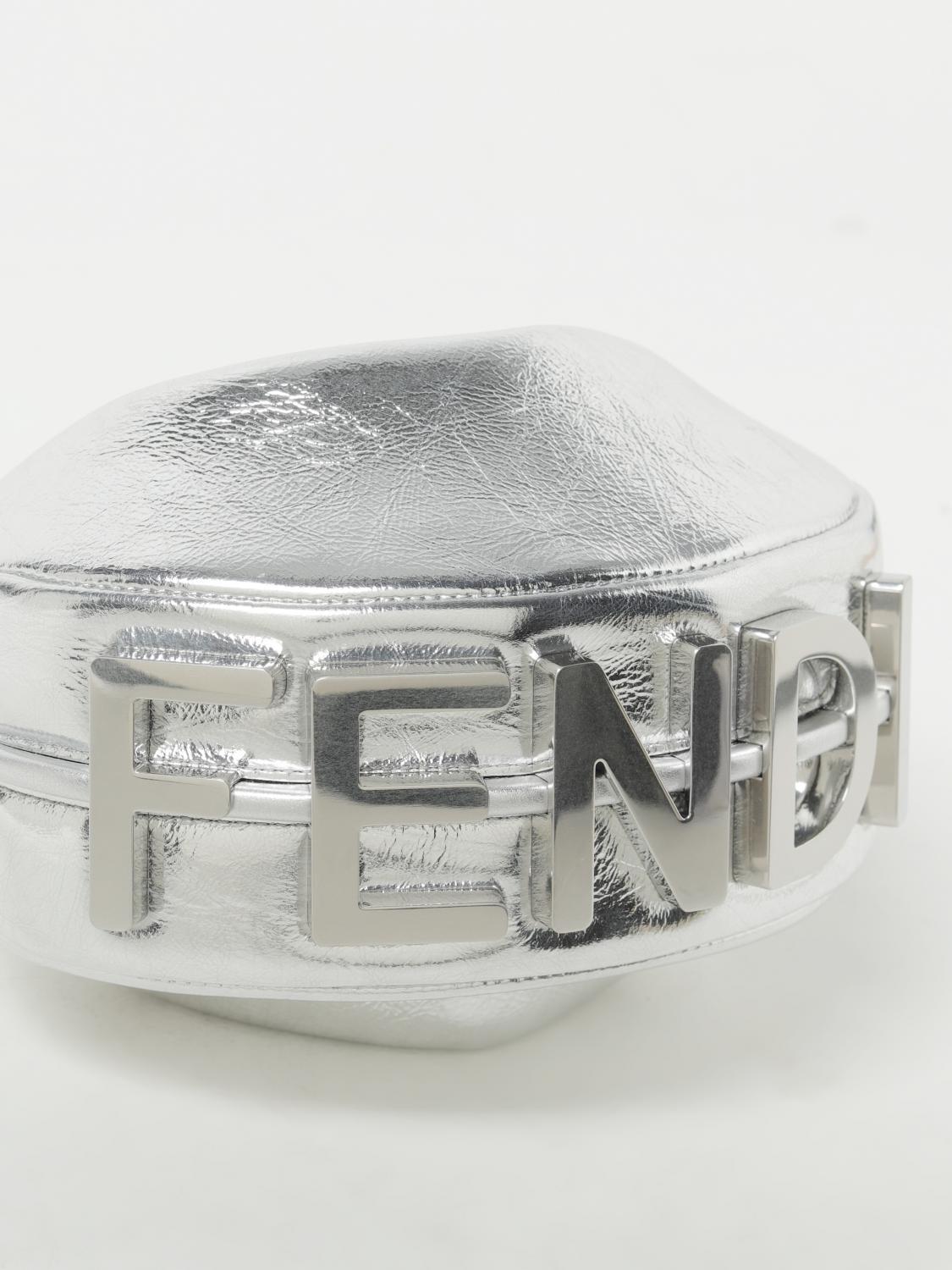 FENDI: graphy laminated leather bag - Silver | Fendi mini bag