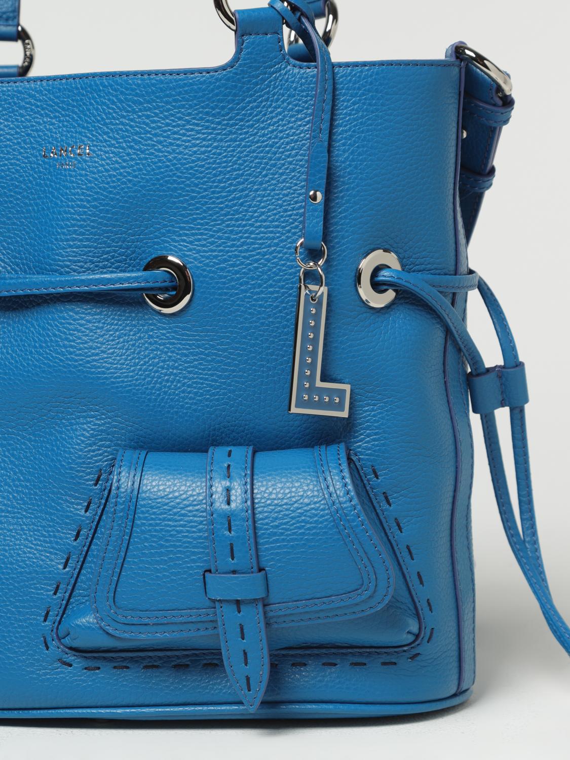 LANCEL BORSA A MANO: Borsa Huit Lancel in pelle a grana con tracolla, Azzurro - Img 3