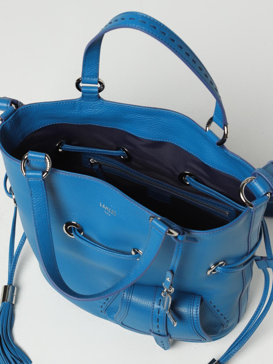 LANCEL BORSA A MANO: Borsa Huit Lancel in pelle a grana con tracolla, Azzurro - Img 4