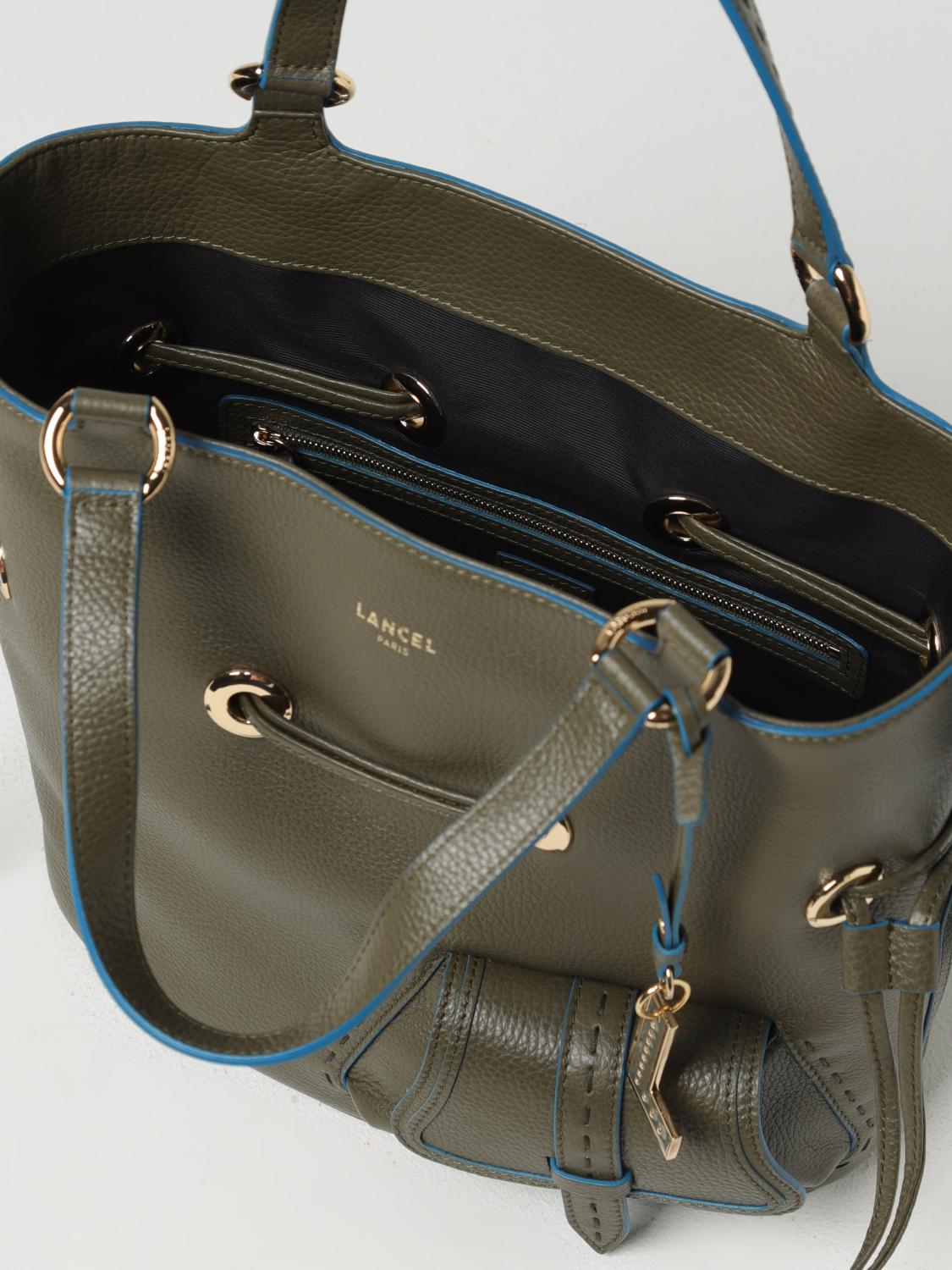 LANCEL BORSA A MANO: Borsa Huit Lancel in pelle a grana con tracolla, Militare - Img 4