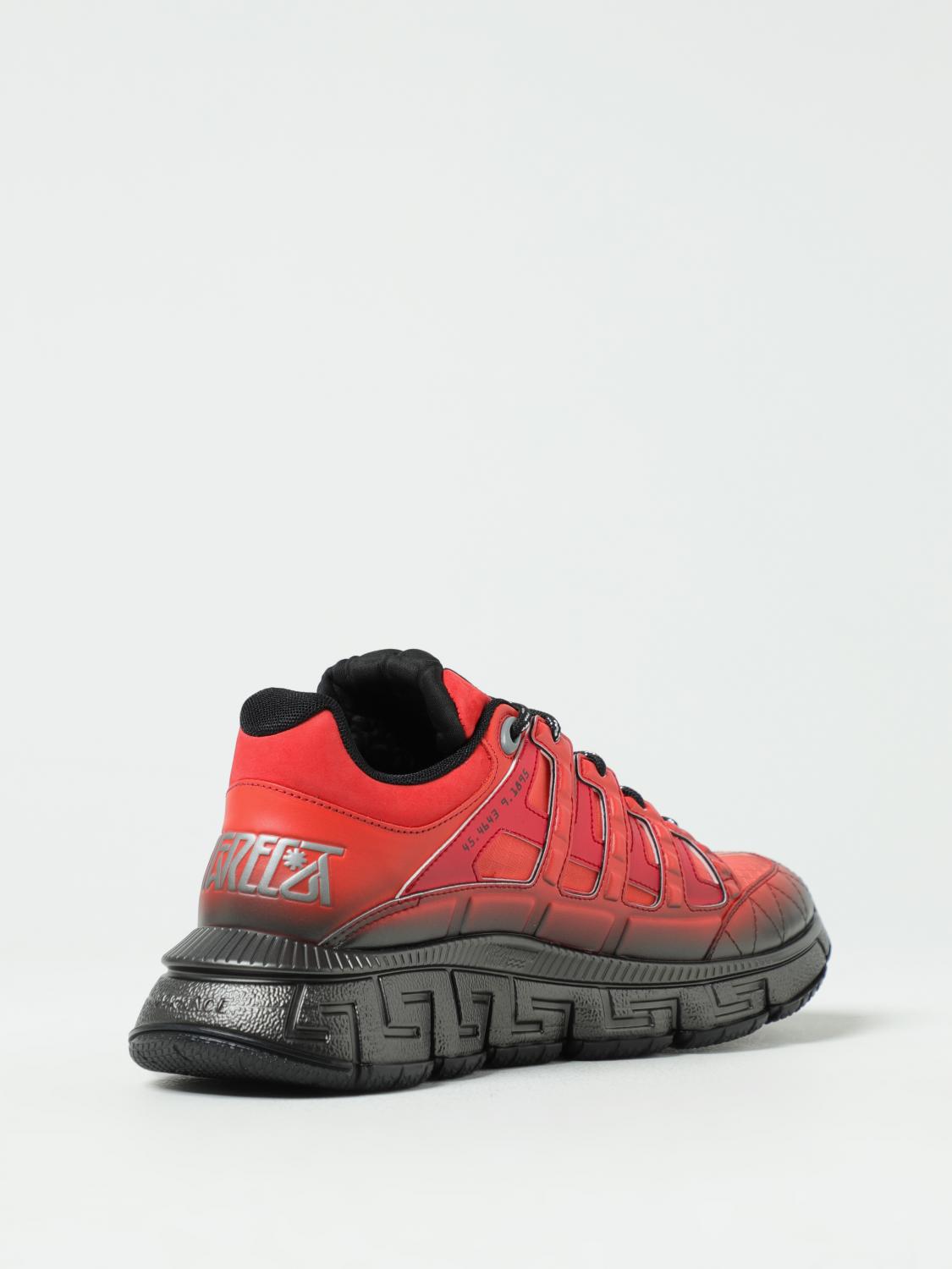 VERSACE SNEAKERS: Sneakers Trigreca Versace in nylon e pelle, Rosso - Img 3