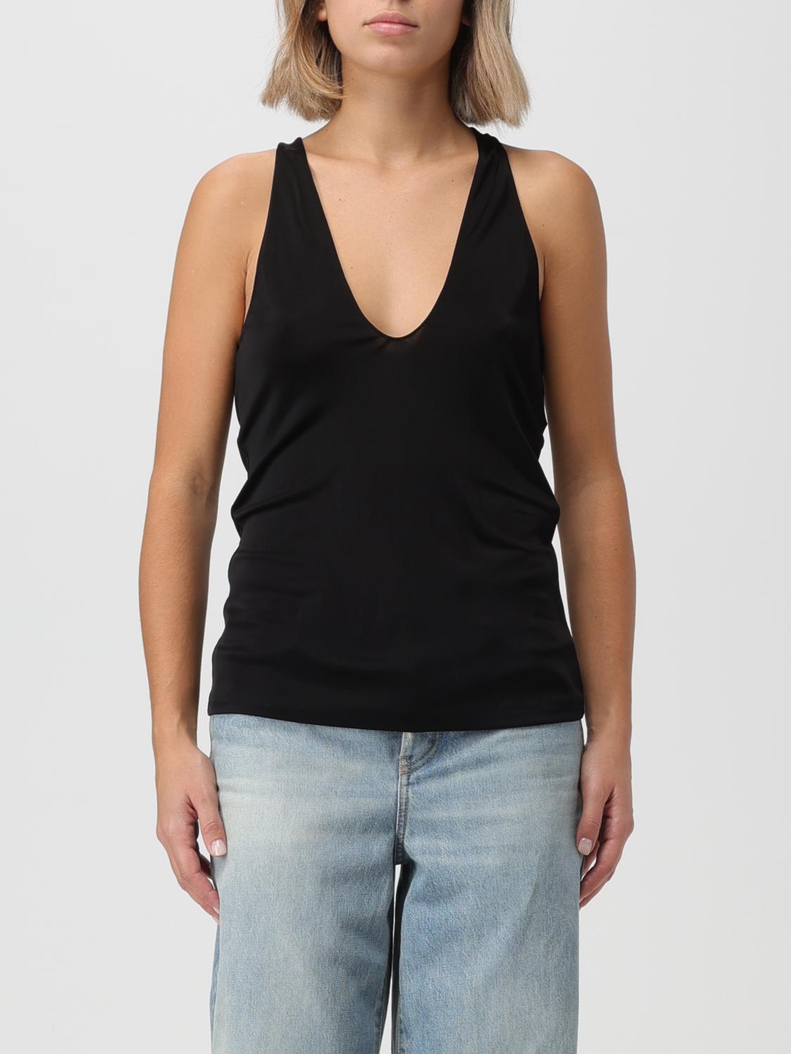Saint Laurent tank top in silk crêpe - Black | 770861 Y7F98