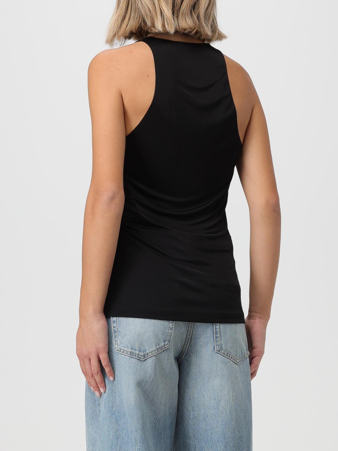 Saint Laurent tank top in silk crêpe - Black | 770861 Y7F98