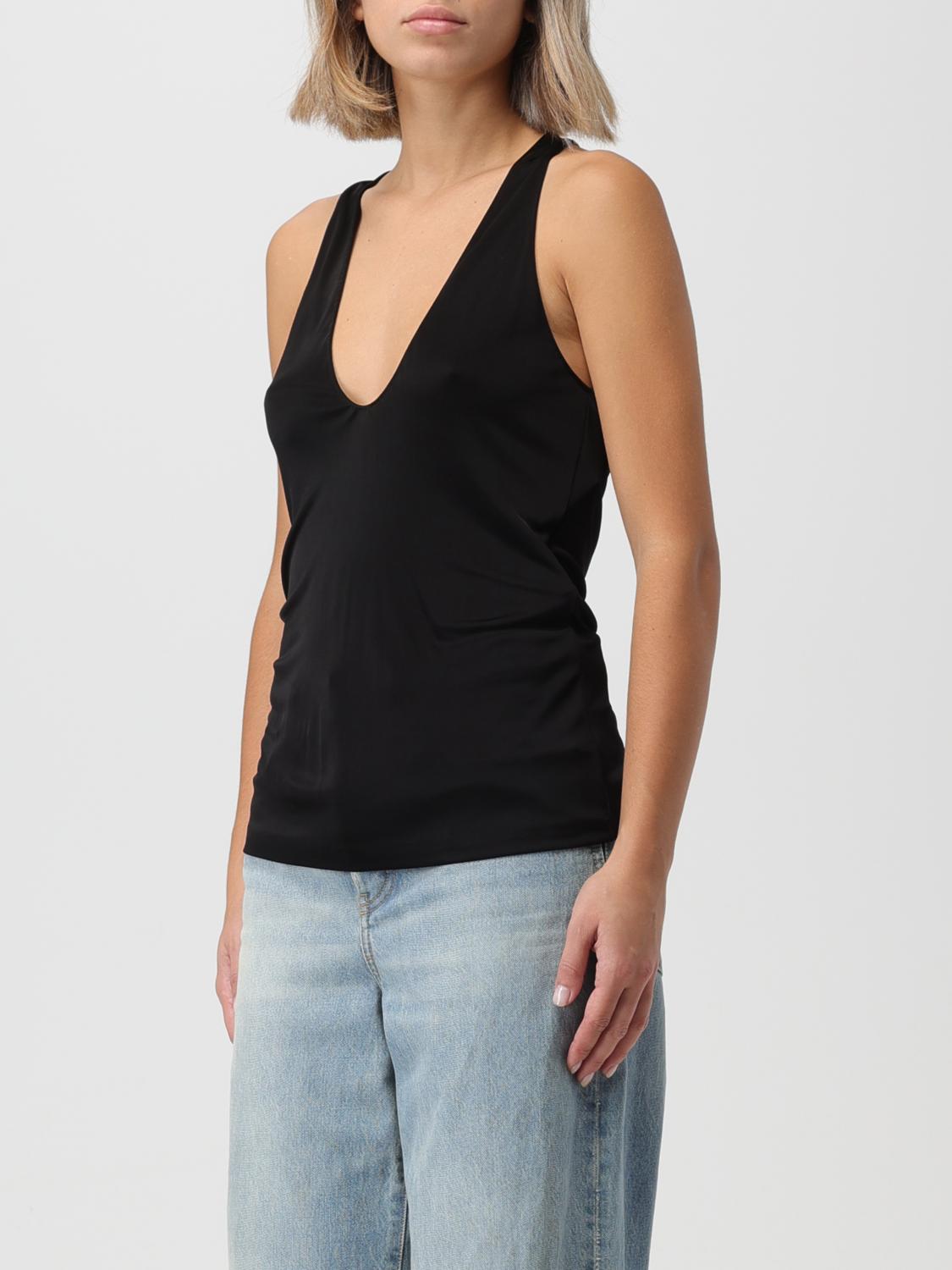 Saint Laurent tank top in silk crêpe - Black | 770861 Y7F98
