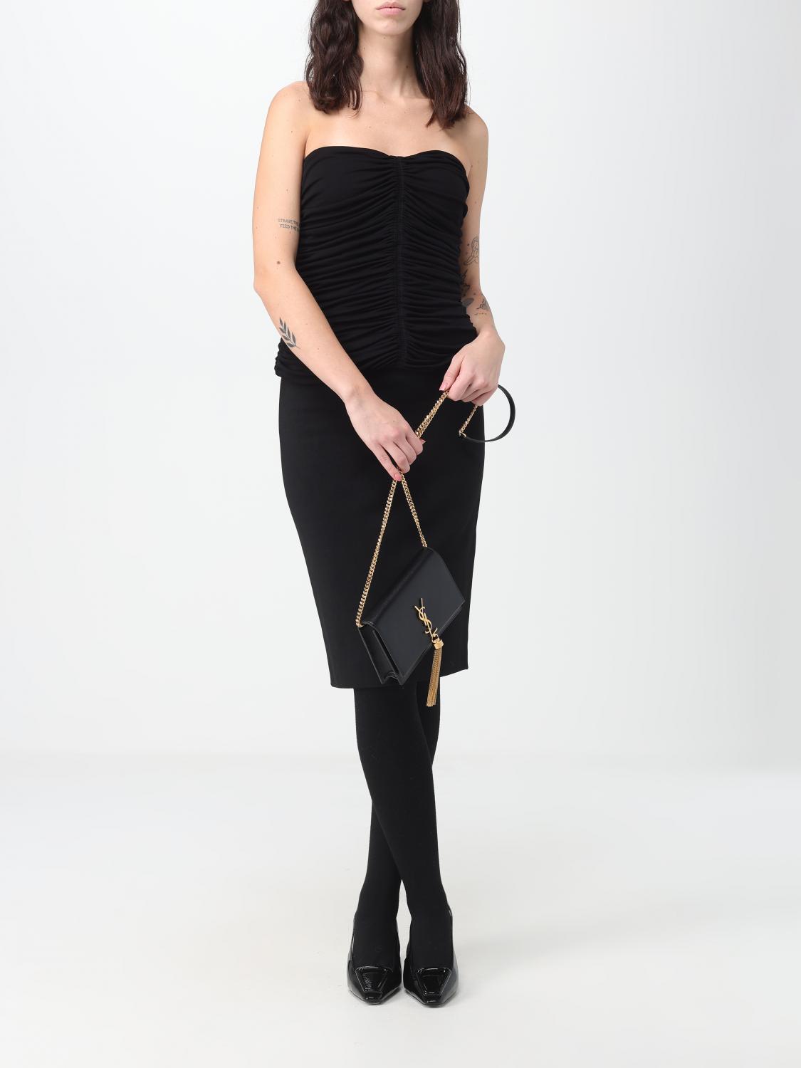 SAINT LAURENT BORSA MINI: Borsa wallet Kate Saint Laurent in pelle grain de poudre, Nero - Img 2