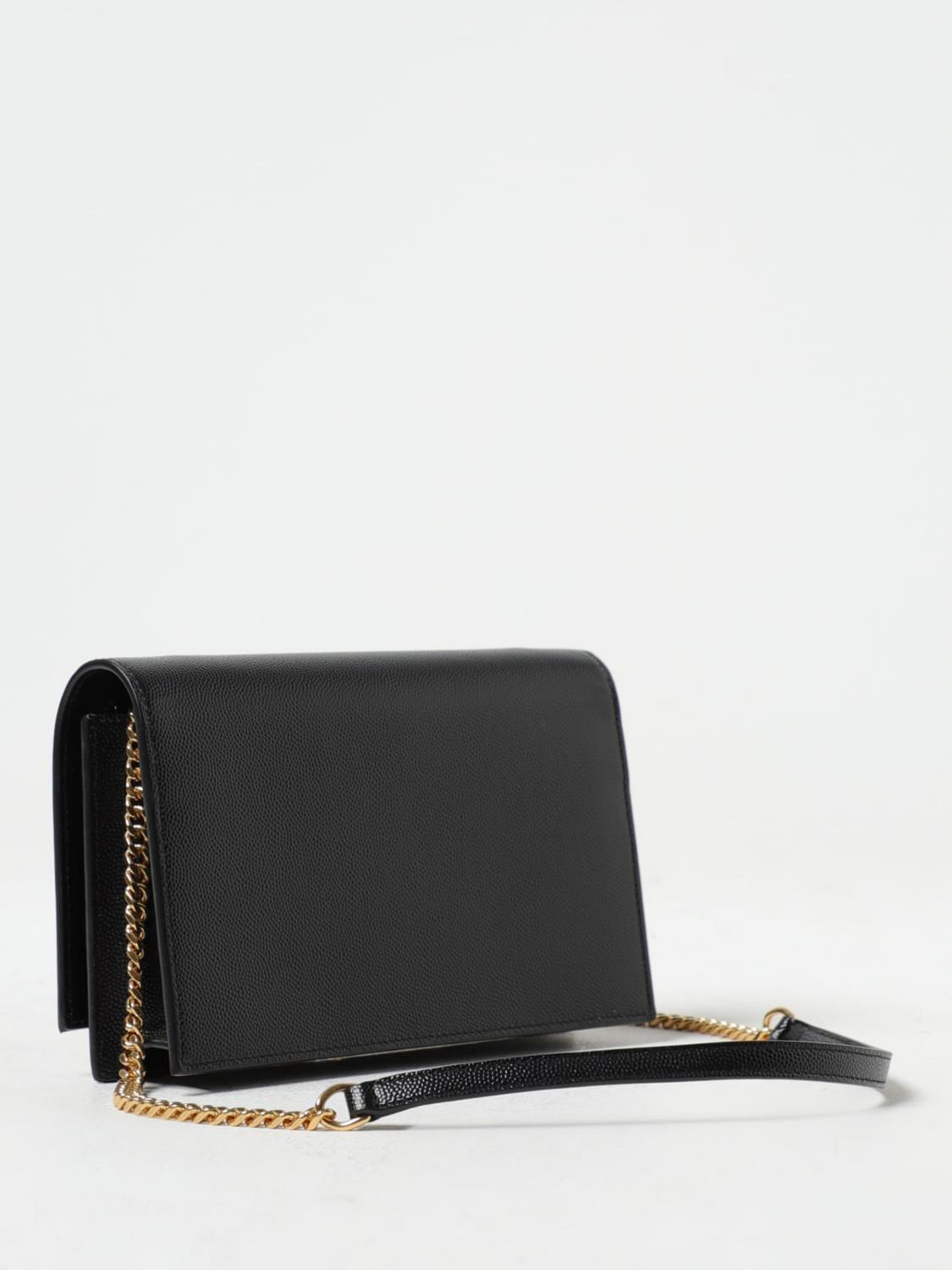 SAINT LAURENT BORSA MINI: Borsa wallet Kate Saint Laurent in pelle grain de poudre, Nero - Img 3