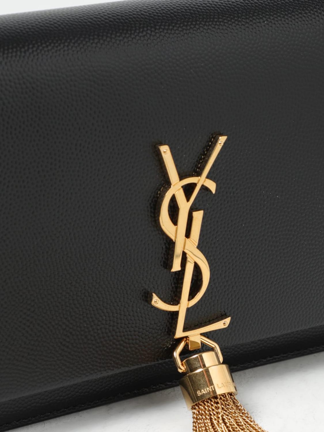 SAINT LAURENT BORSA MINI: Borsa wallet Kate Saint Laurent in pelle grain de poudre, Nero - Img 4
