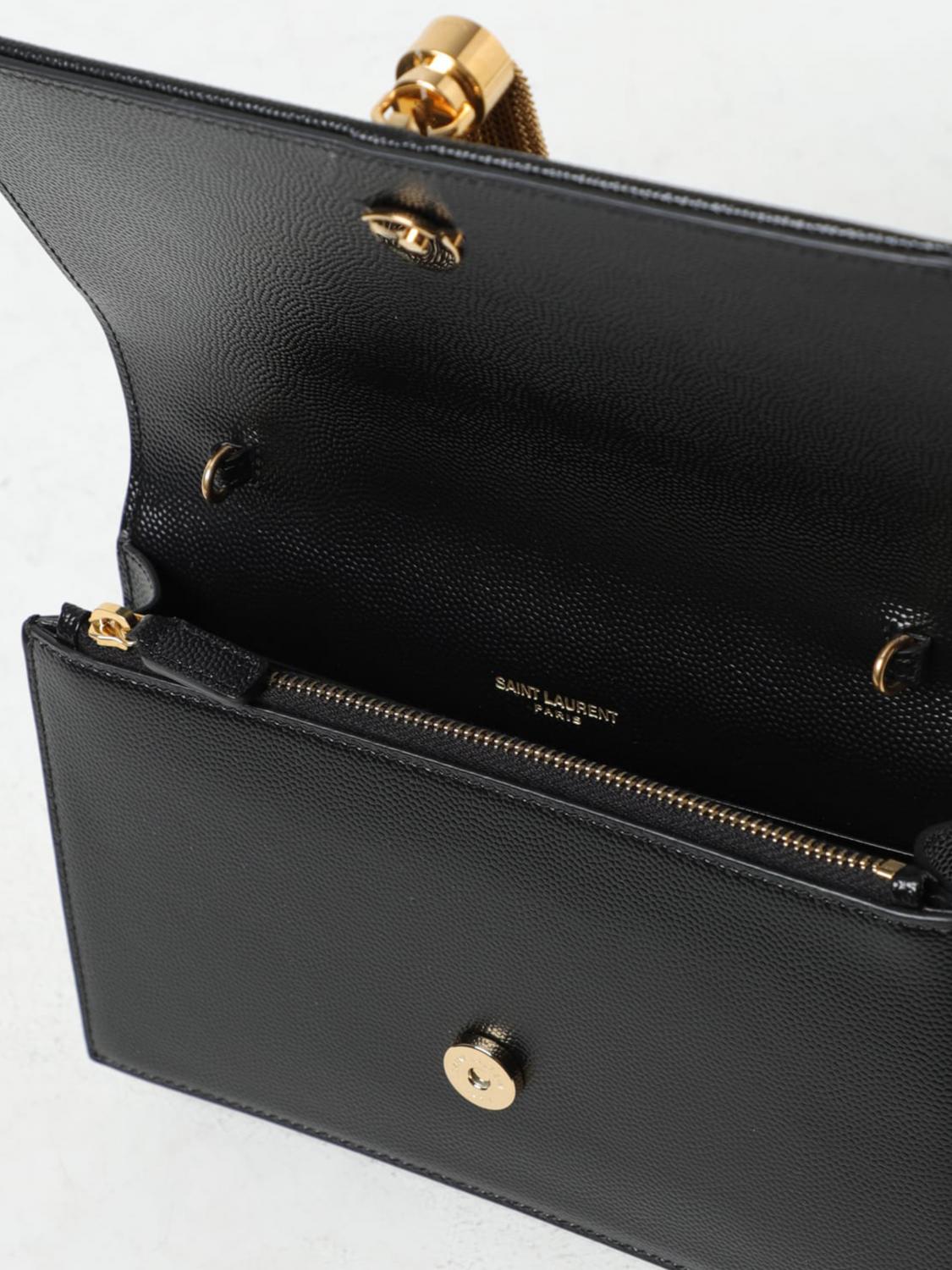 SAINT LAURENT BORSA MINI: Borsa wallet Kate Saint Laurent in pelle grain de poudre, Nero - Img 5
