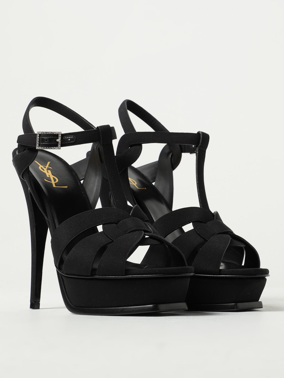 SAINT LAURENT SANDALI CON TACCO: Sandalo Tribute Saint Laurent in crêpe de chine, Nero - Img 2