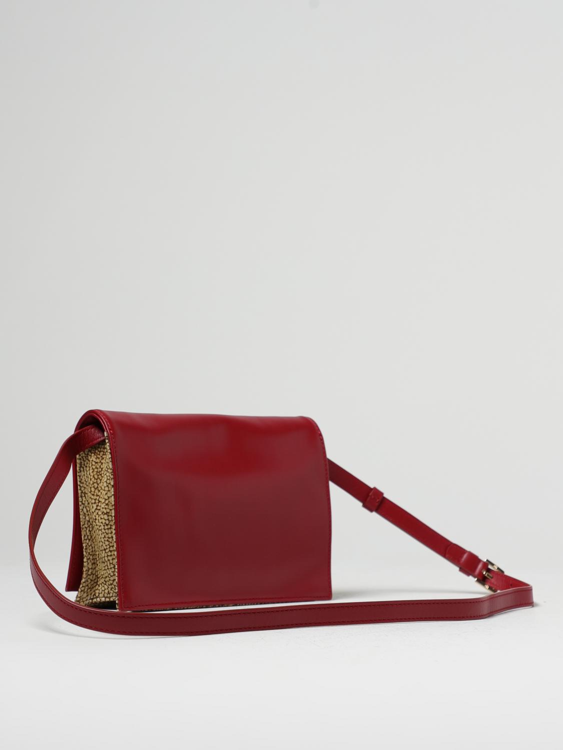 BORBONESE BORSA A TRACOLLA: Borsa Livre Borbonese in pelle con motivo OP, Bordeaux - Img 2