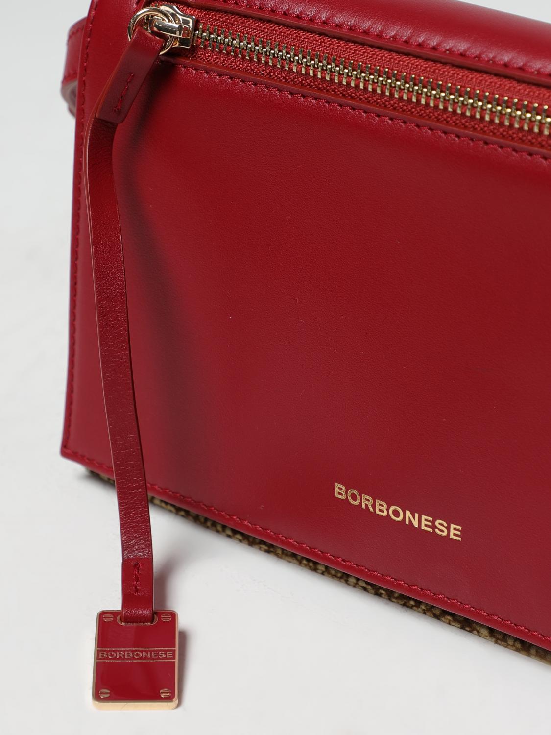 BORBONESE BORSA A TRACOLLA: Borsa Livre Borbonese in pelle con motivo OP, Bordeaux - Img 3