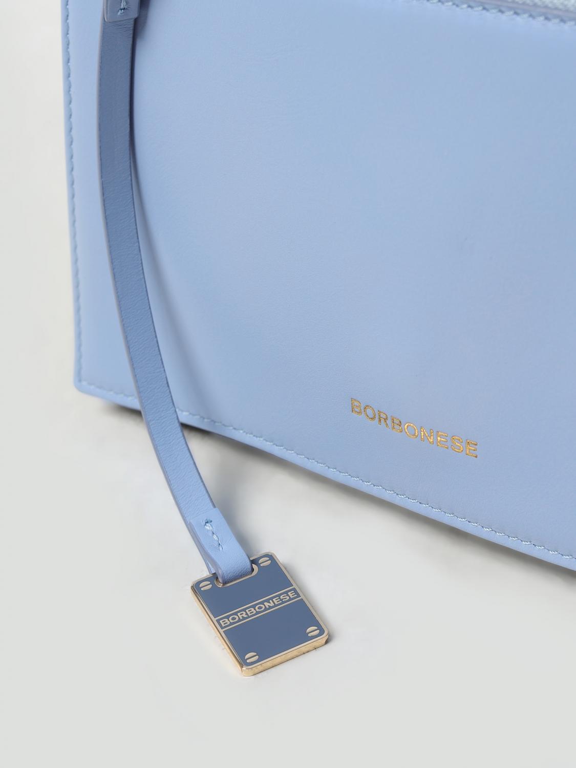 BORBONESE BORSA A TRACOLLA: Borsa Livre Borbonese in pelle con motivo OP, Naturale - Img 3