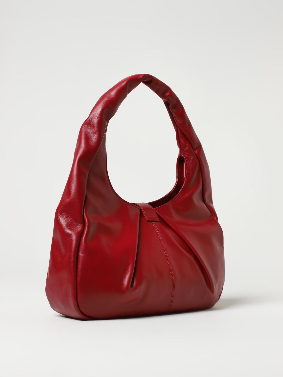 BORBONESE BORSA A SPALLA: Borsa Hobo Cortina Borbonese in pelle, Bordeaux - Img 2