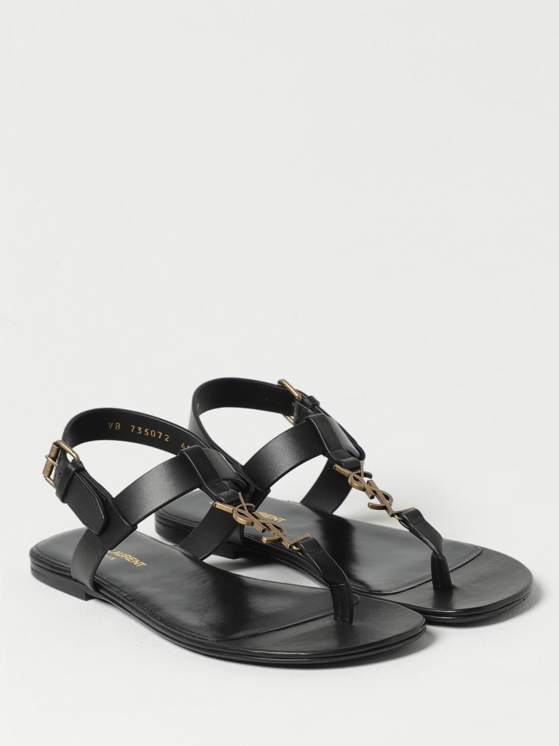 Saint Laurent Cassandre leather sandals - Black | 735072  display picture 3
