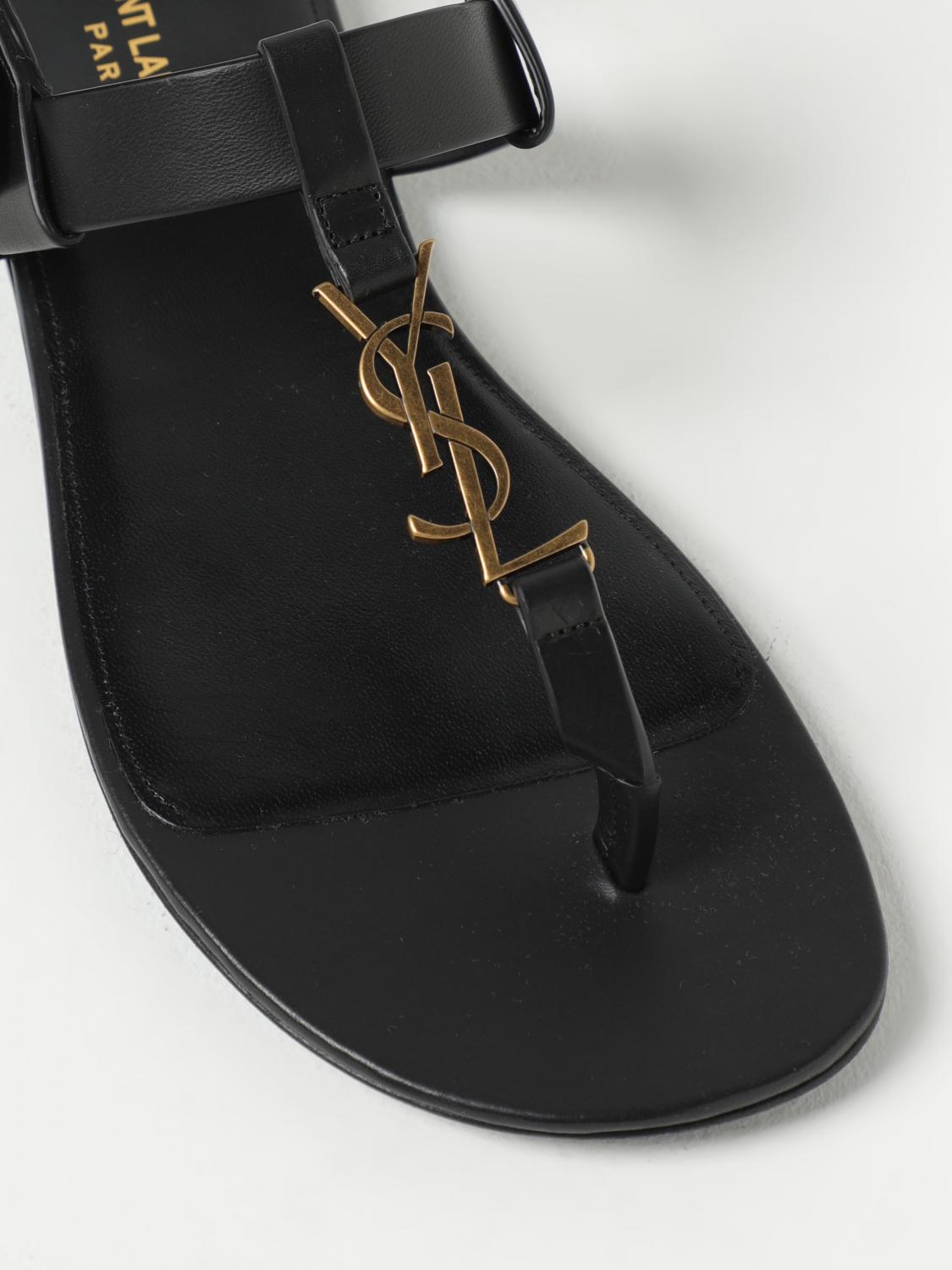 Saint Laurent Cassandre leather sandals - Black | 735072  display picture 1