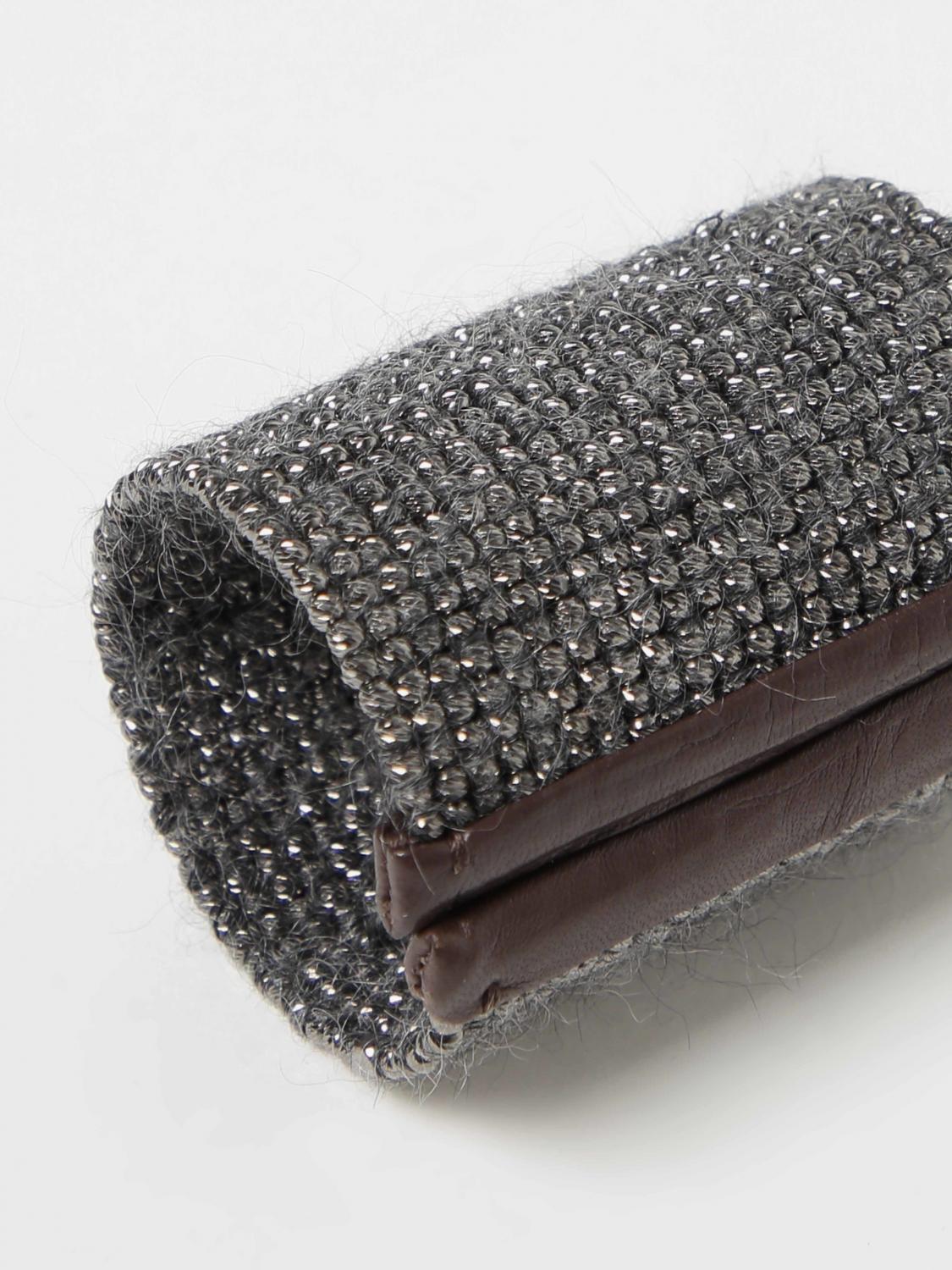 BRUNELLO CUCINELLI JEWEL: Brunello Cucinelli bracelet in 925 sterling silver and mohair, Black - Img 2