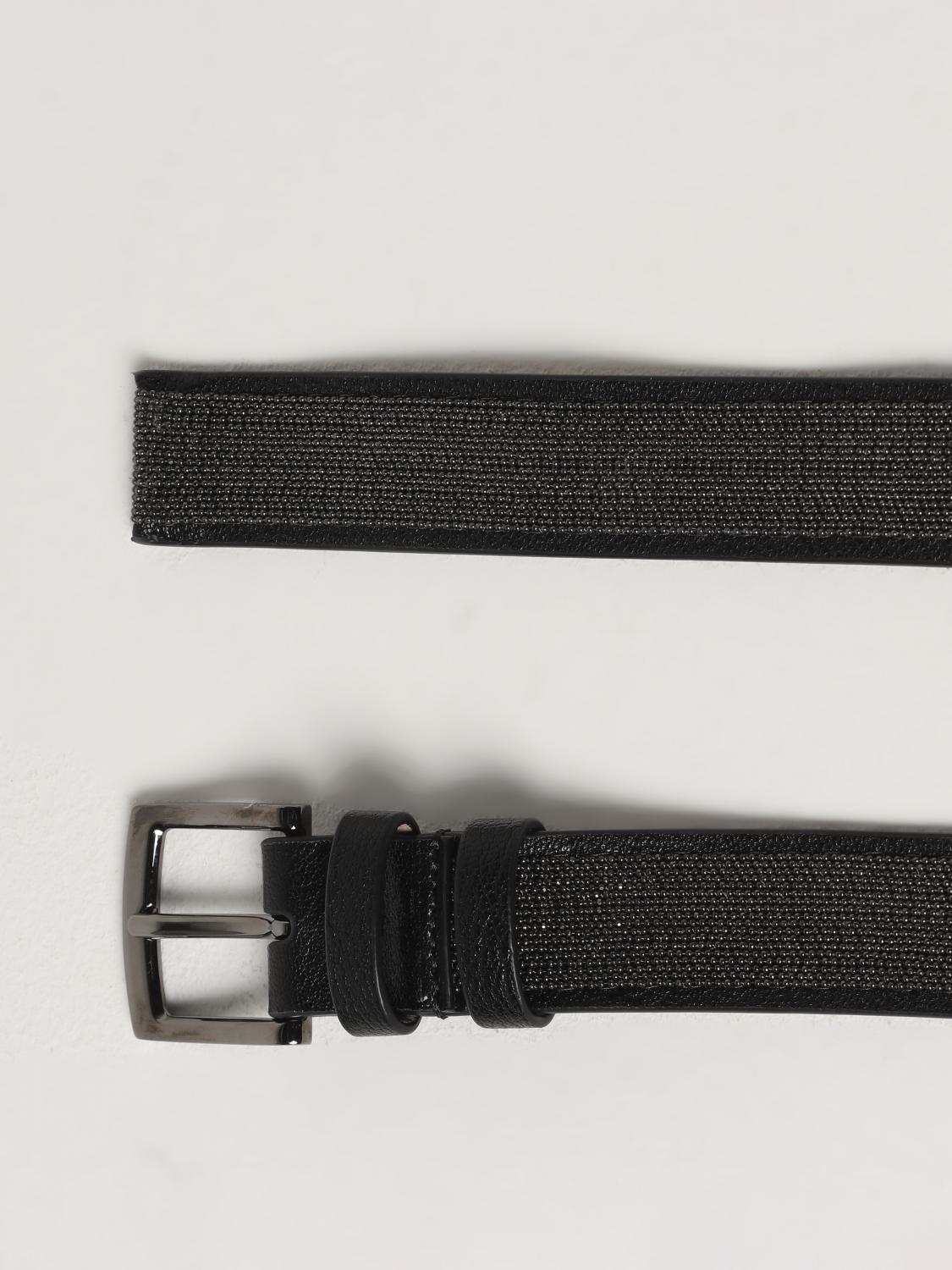 BRUNELLO CUCINELLI BELT: Brunello Cucinelli belt in grained leather with monili, Black - Img 2