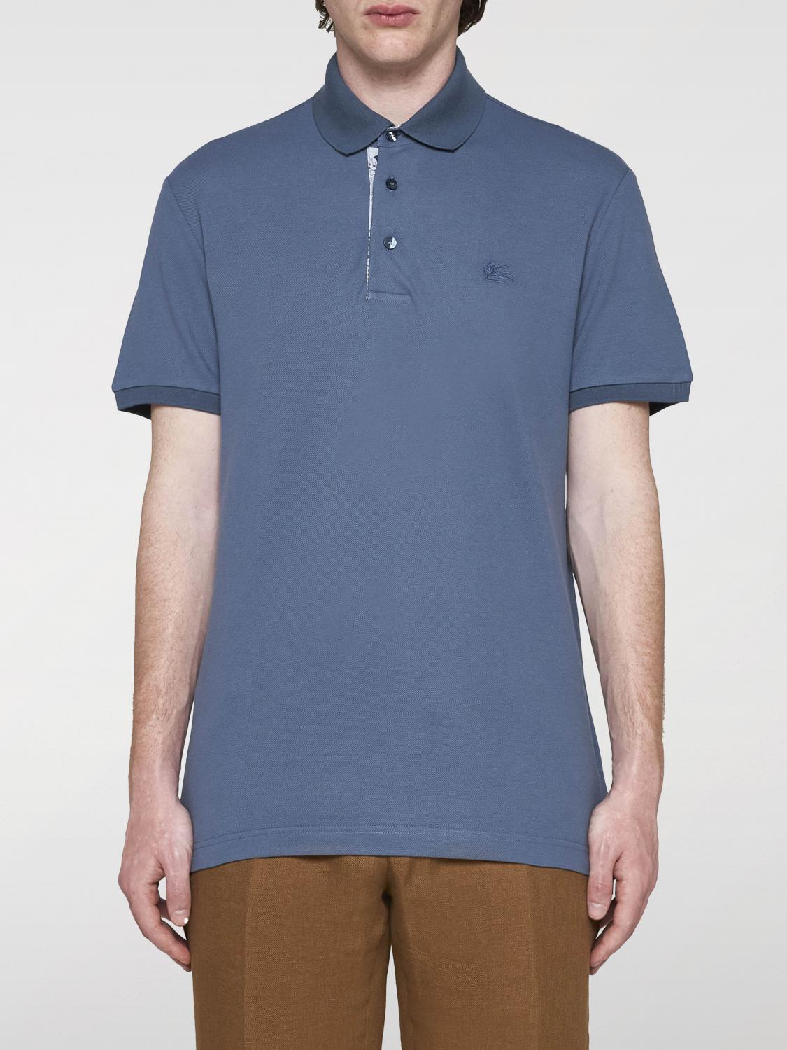 ETRO POLO: Polo Etro in piquet di cotone con logo ricamato , Avion - Img 1