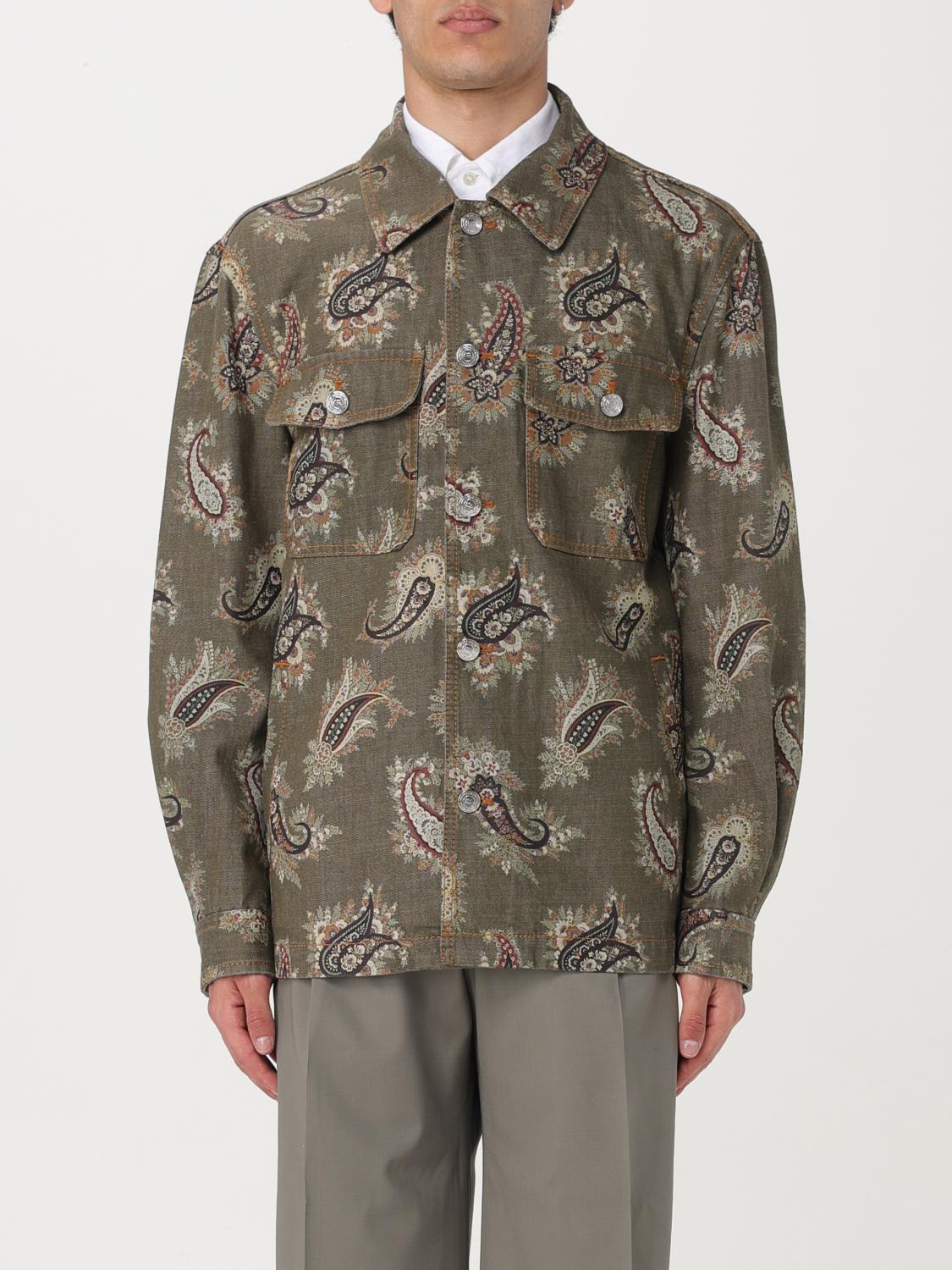 ETRO GIACCA: Giacca-camicia Etro in denim con stampa Paisley all over , Verde - Img 1