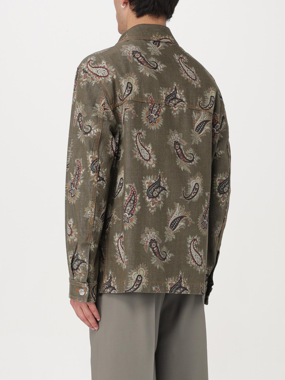 ETRO GIACCA: Giacca-camicia Etro in denim con stampa Paisley all over , Verde - Img 3