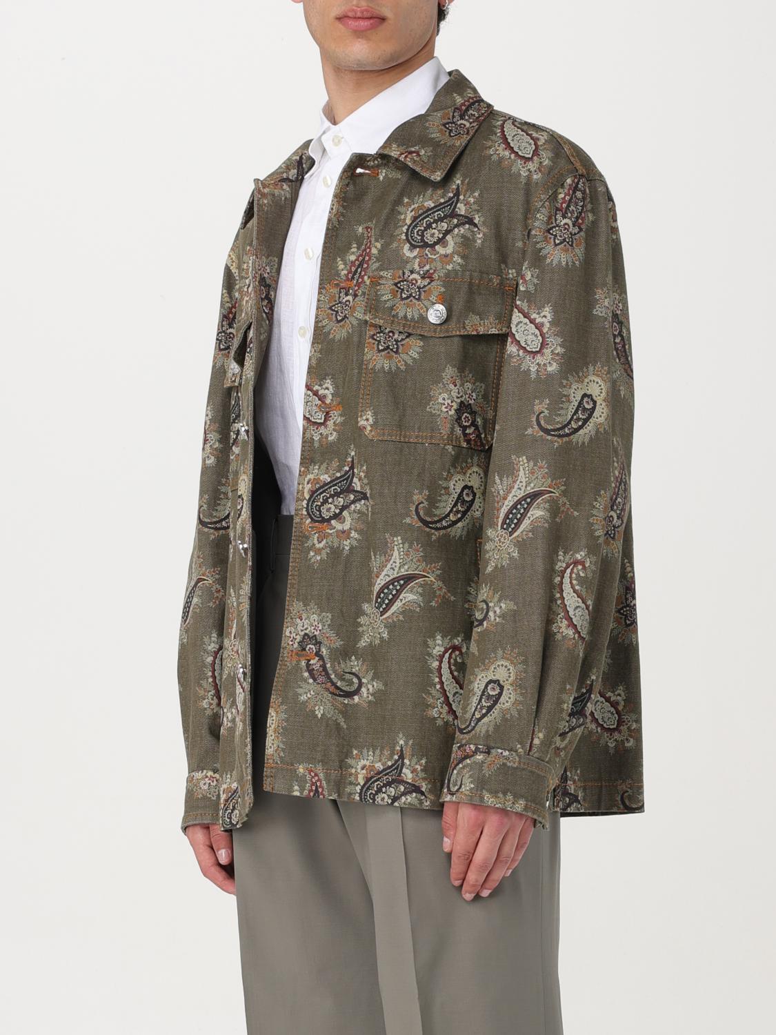 ETRO GIACCA: Giacca-camicia Etro in denim con stampa Paisley all over , Verde - Img 4