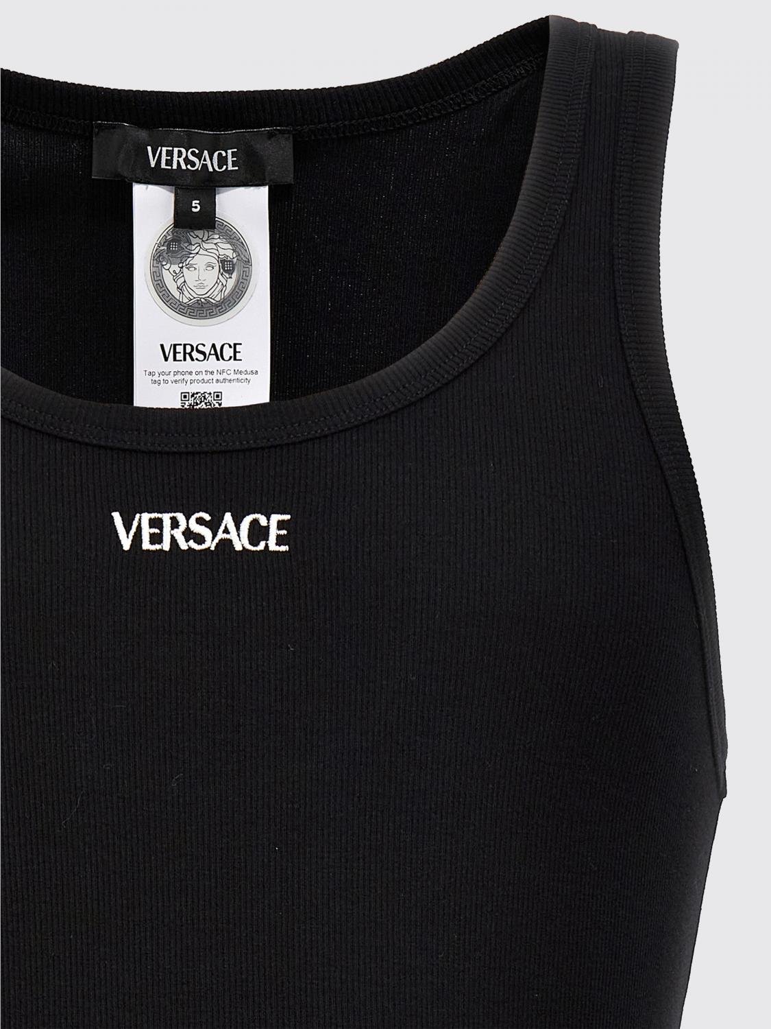 VERSACE CAMISETA: Camiseta sin mangas con logo Versace, Negro - Img 3